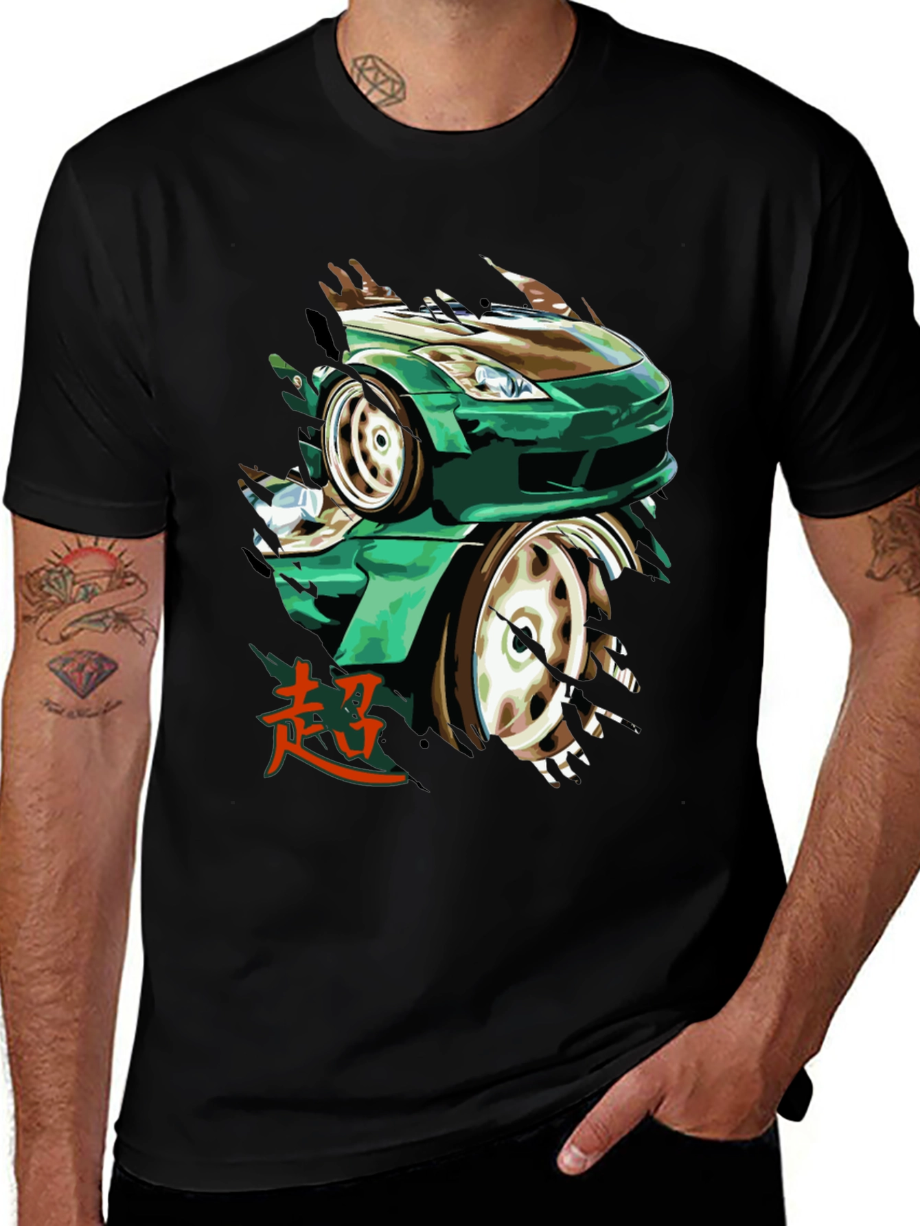 Variant 2 of Green Car Graphic Tee - Automotive Enthusiast Apparel