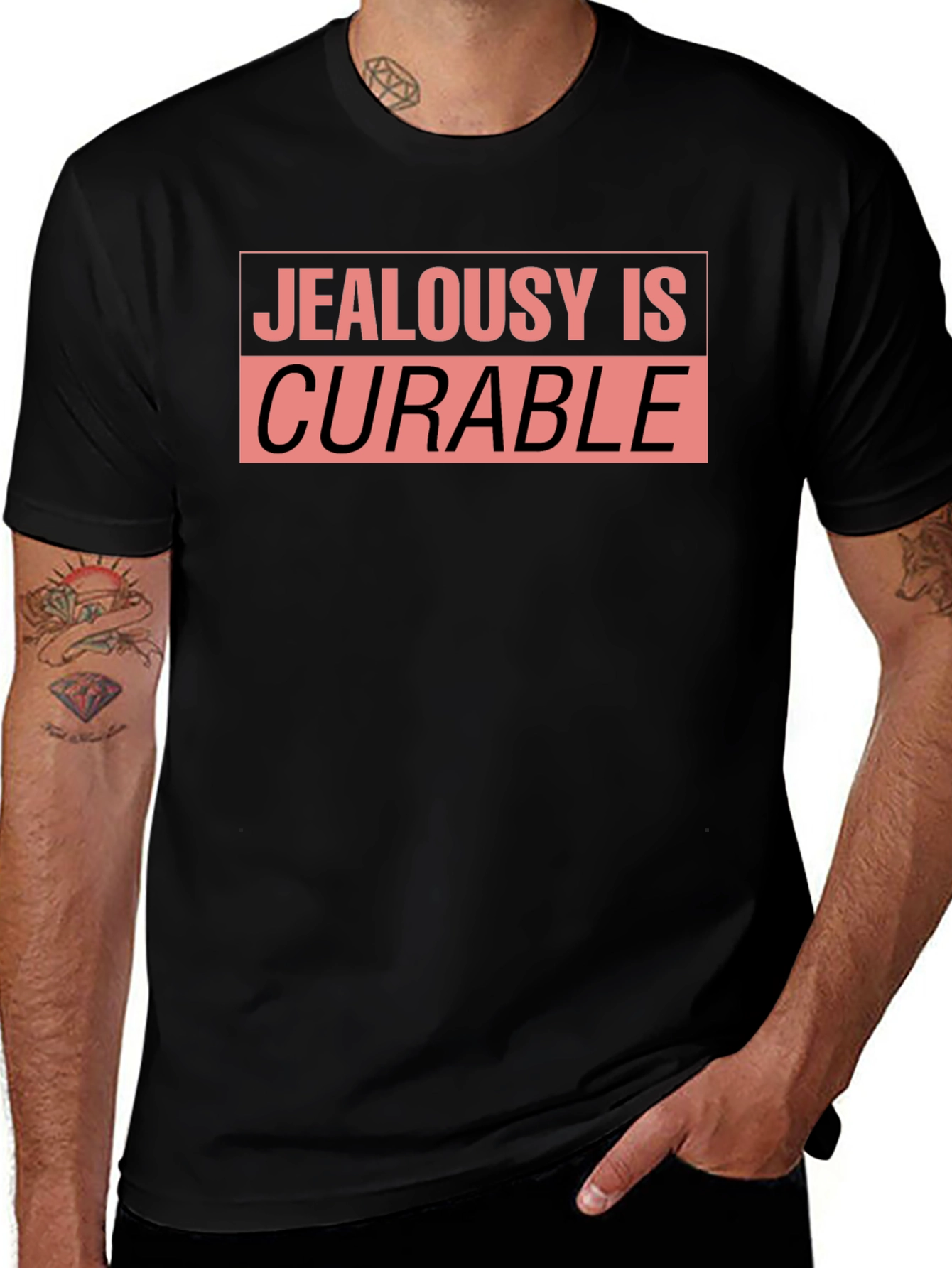 Jealousy is Curable Graphic Tee - Black Cotton