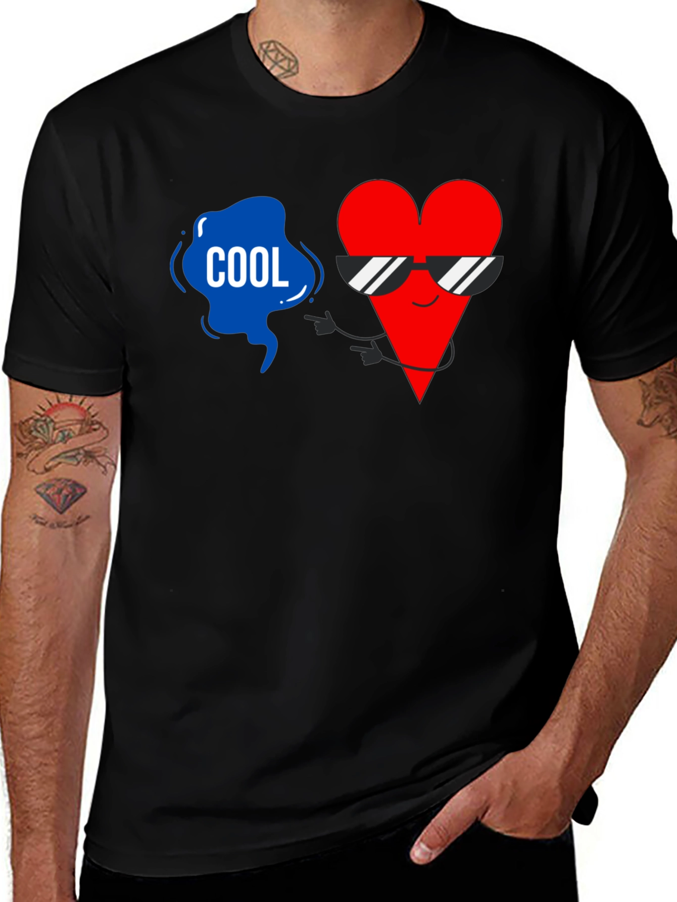 Variant 9 of Cool Heart Graphic Tee - Black Casual T-Shirt