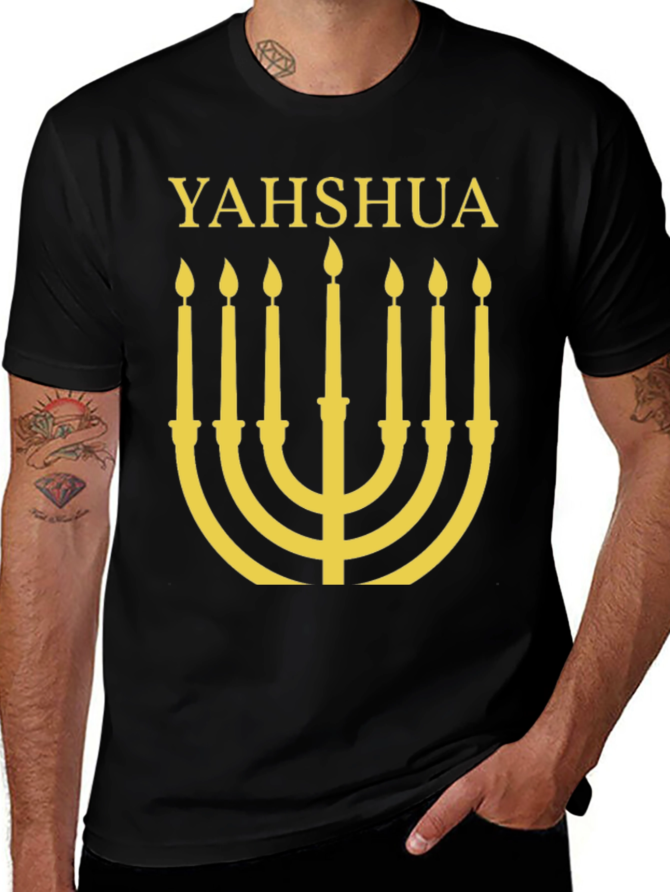 Variant 12 of Yahshua Menorah Graphic T-Shirt