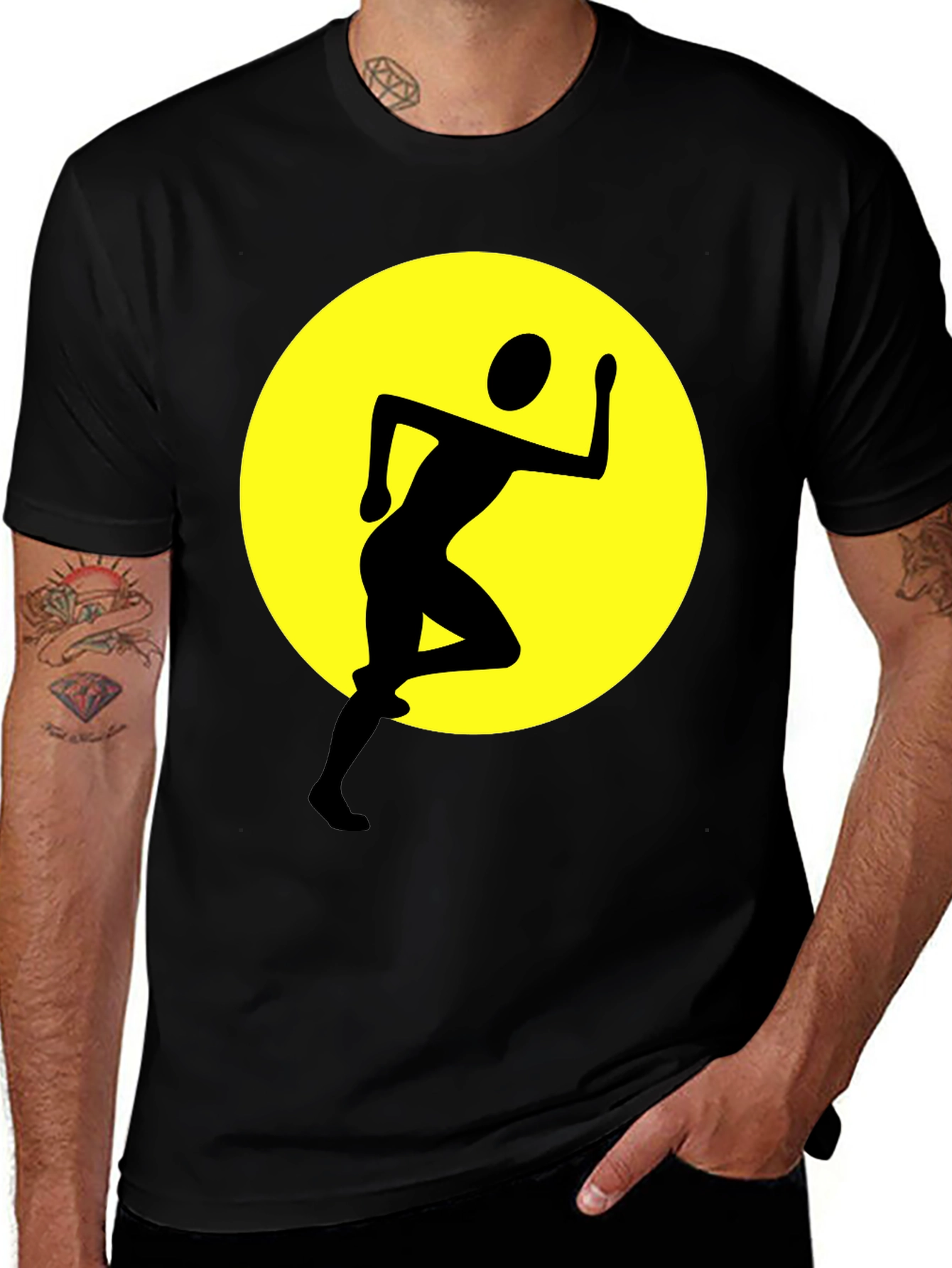 Variant 17 of Running Man Graphic Tee - Black
