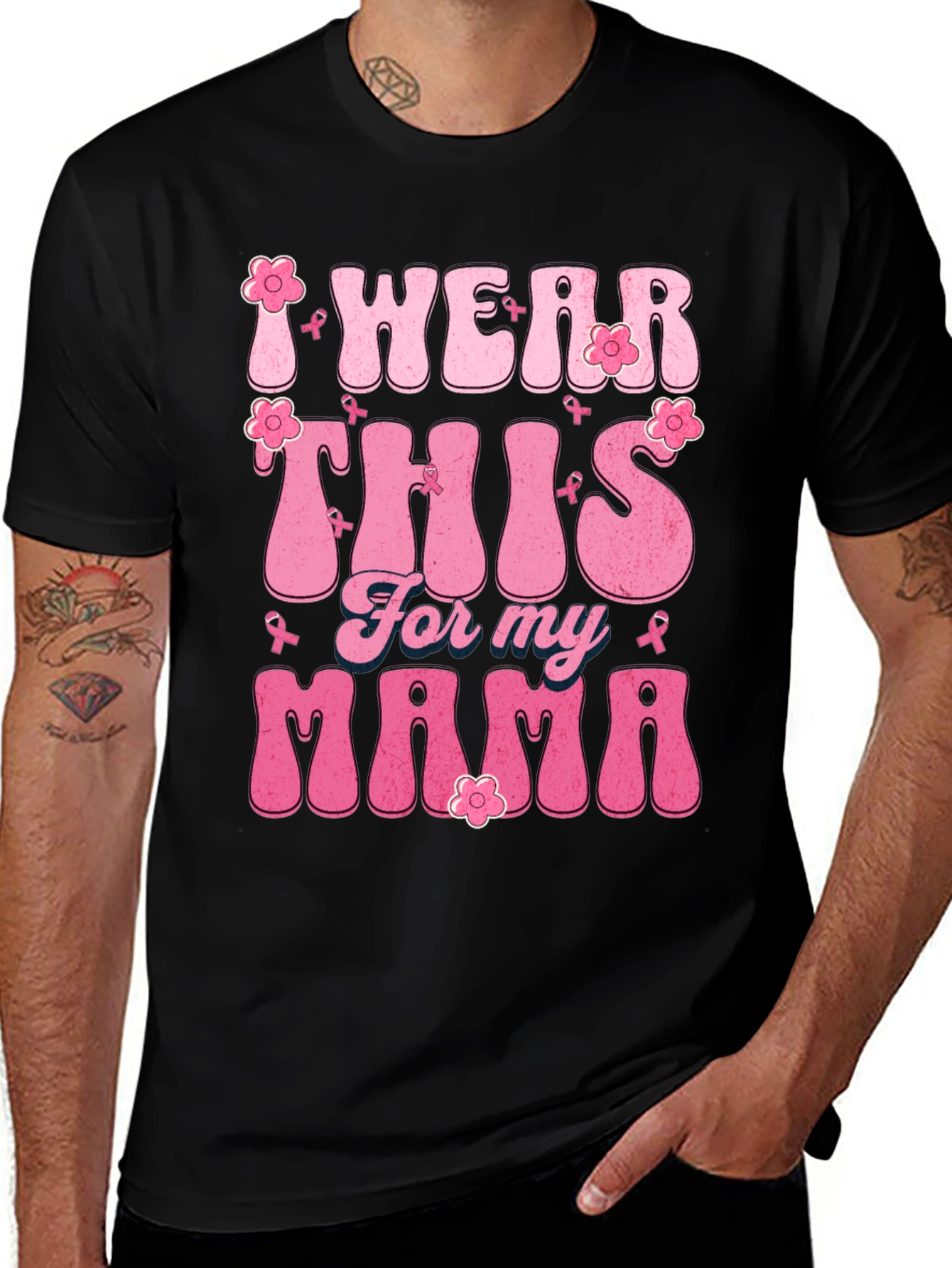 Variant 13 of I Wear This For My Mama Breast Cancer Awareness T-Shirt