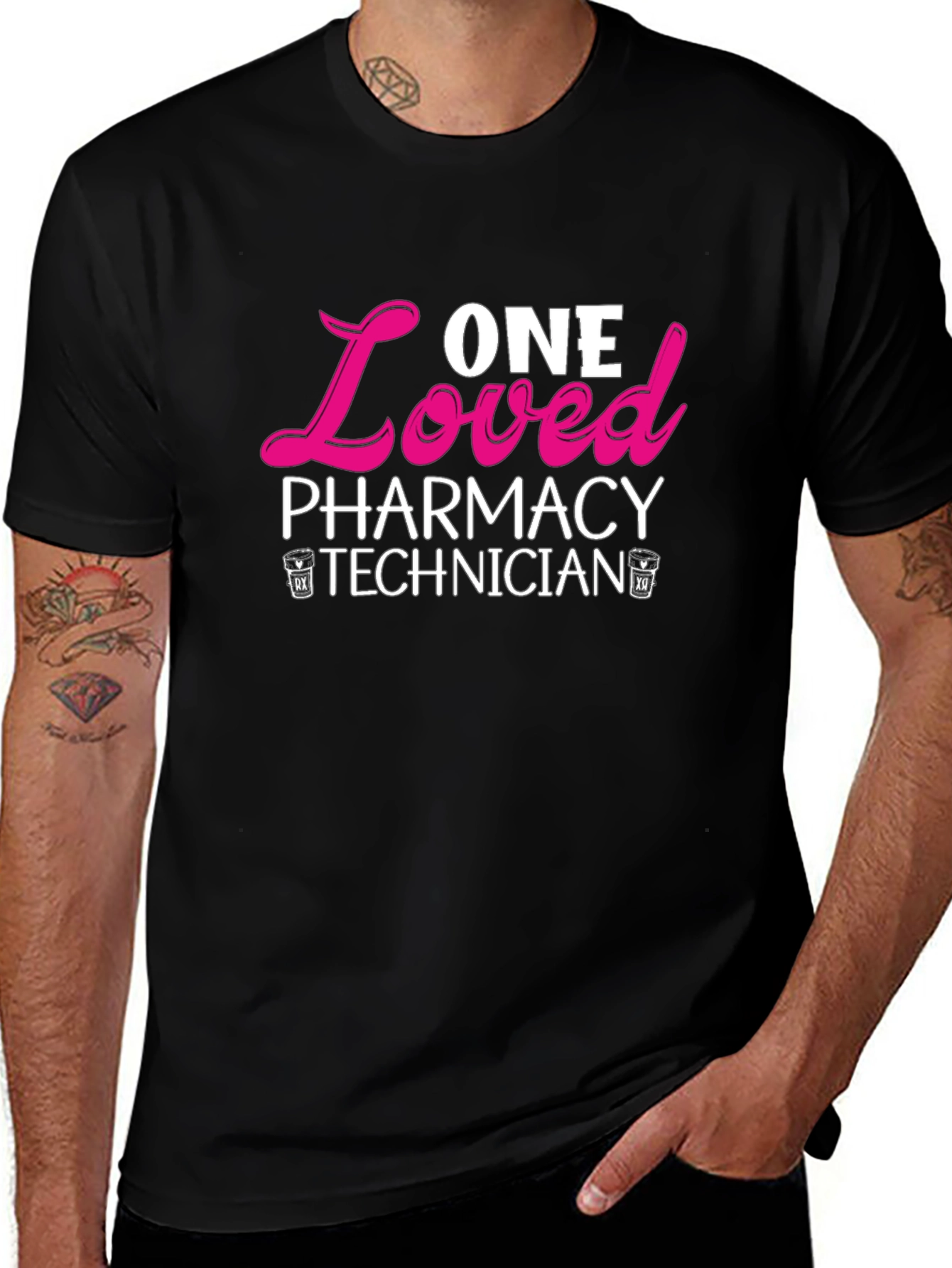 Variant 21 of One Loved Pharmacy Technician T-Shirt - Black