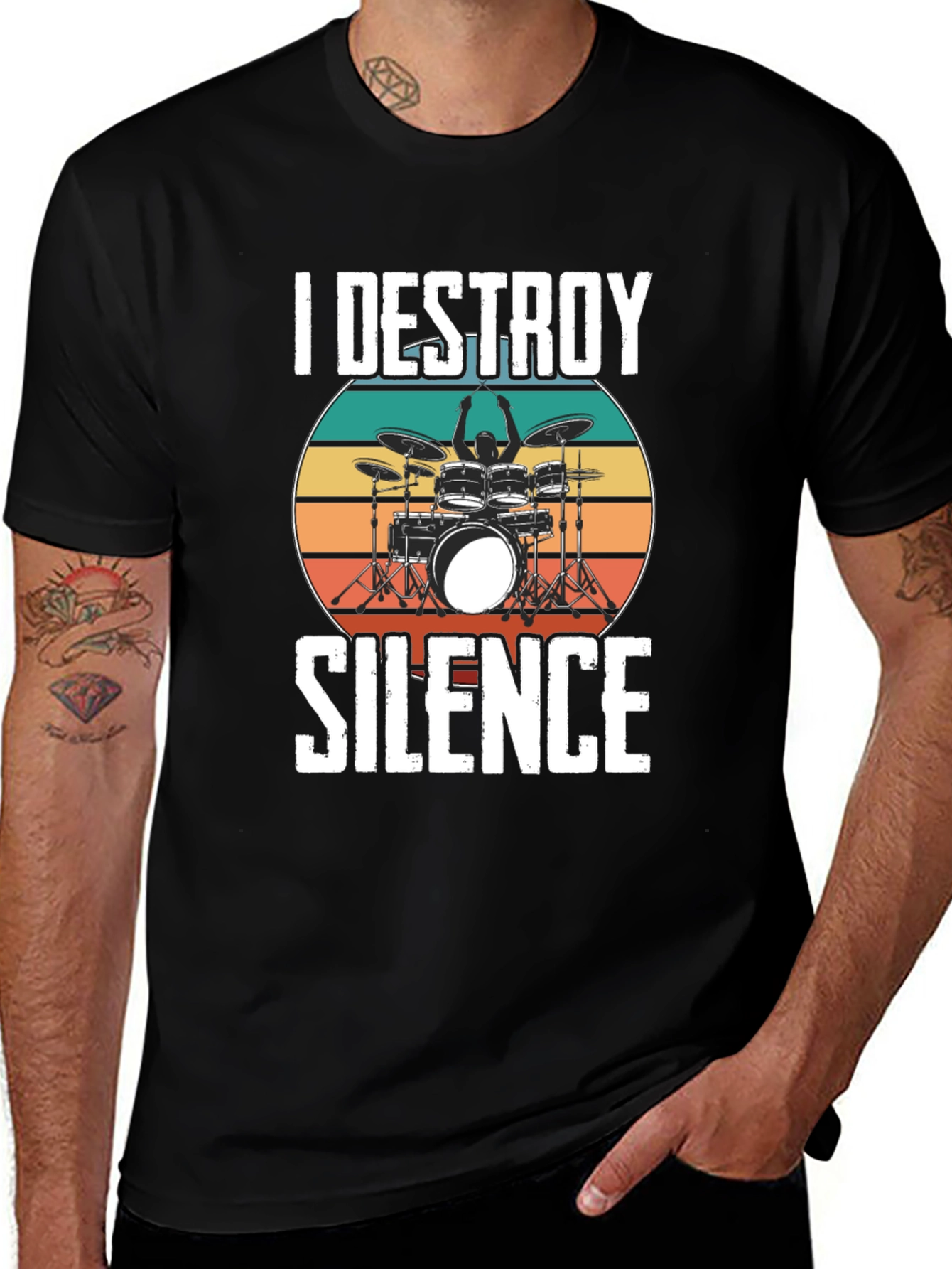 Variant 15 of I Destroy Silence Drummer T-Shirt
