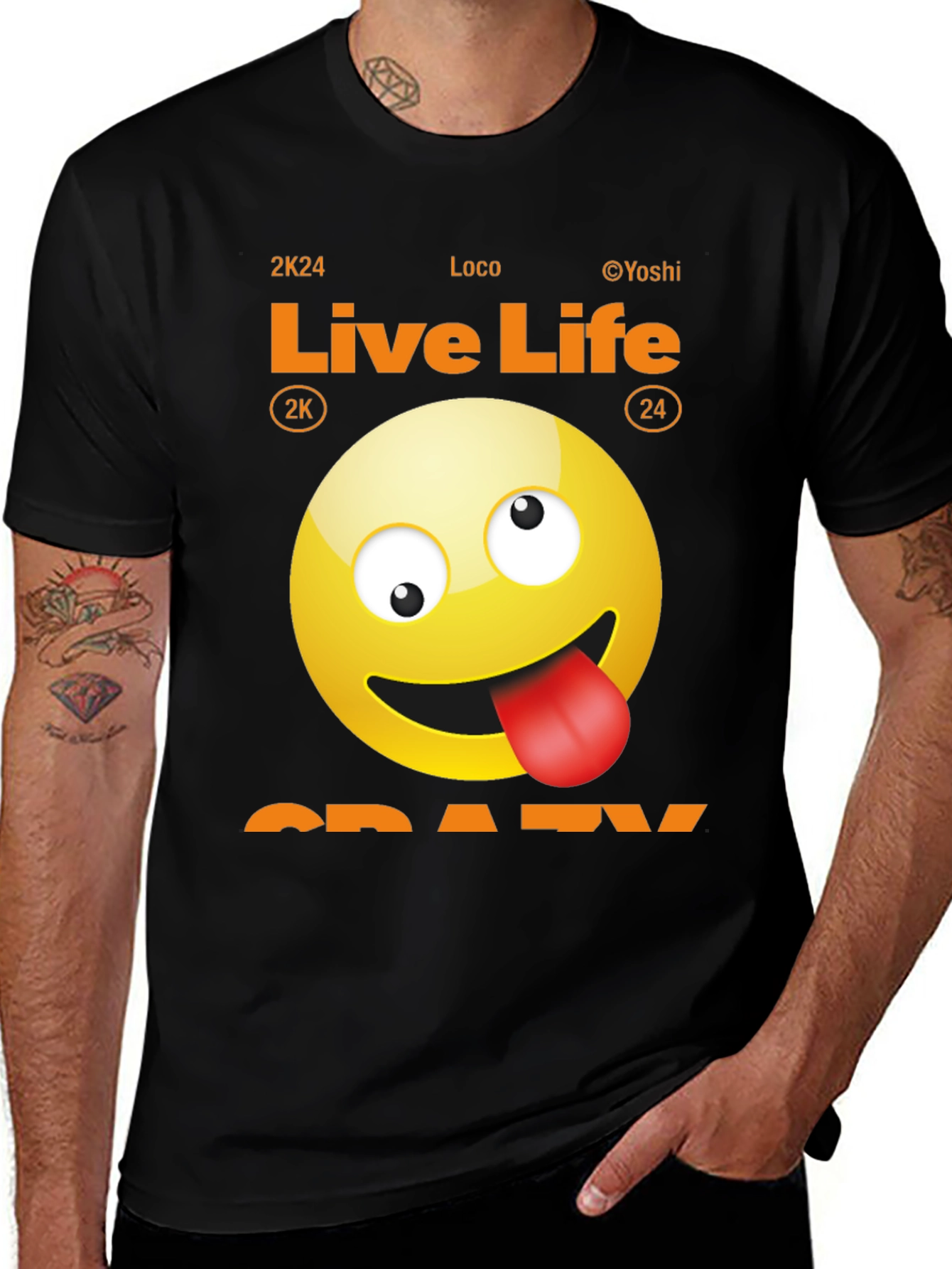 Variant 2 of Live Life Crazy Emoji Graphic Tee