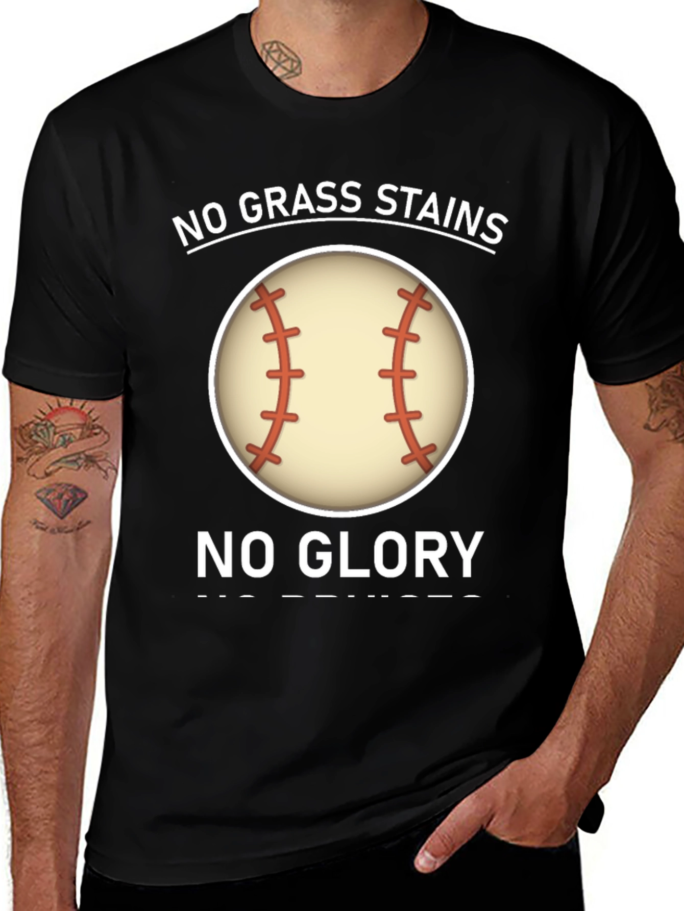 Variant 8 of Baseball Fan T-Shirt - No Grass Stains, No Glory