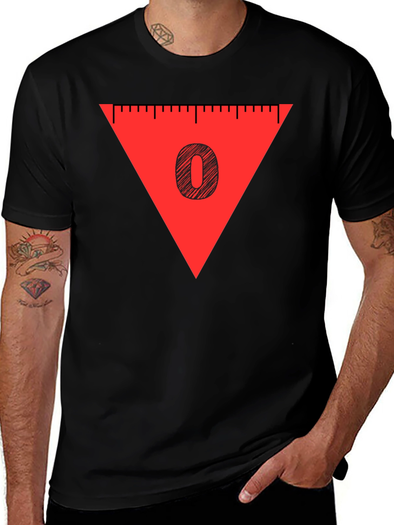 Variant 3 of Red Triangle '0' Graphic Tee - Soft Cotton Blend, Casual Style