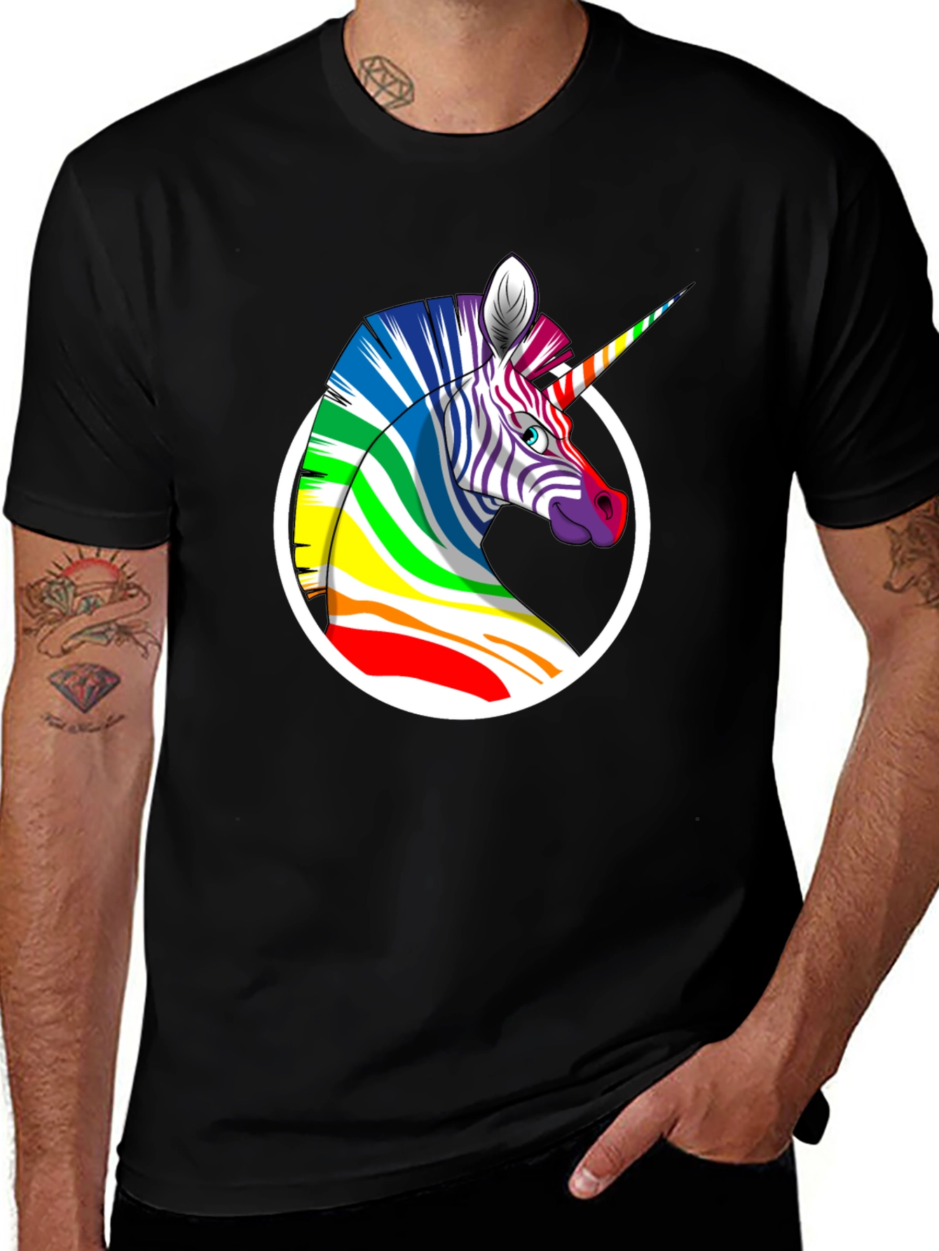 Rainbow Zebra Unicorn Graphic T-Shirt - Bold Style!
