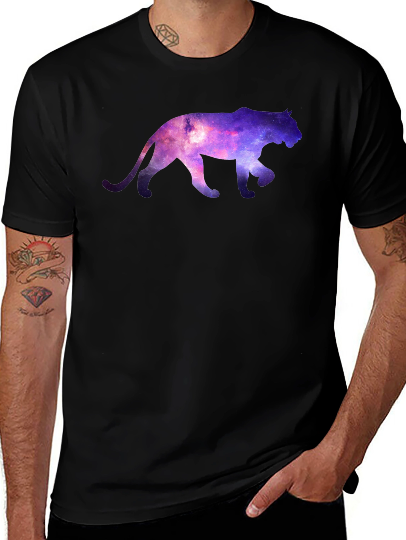 Variant 19 of Galaxy Cat Graphic T-Shirt - Men's Crew Neck