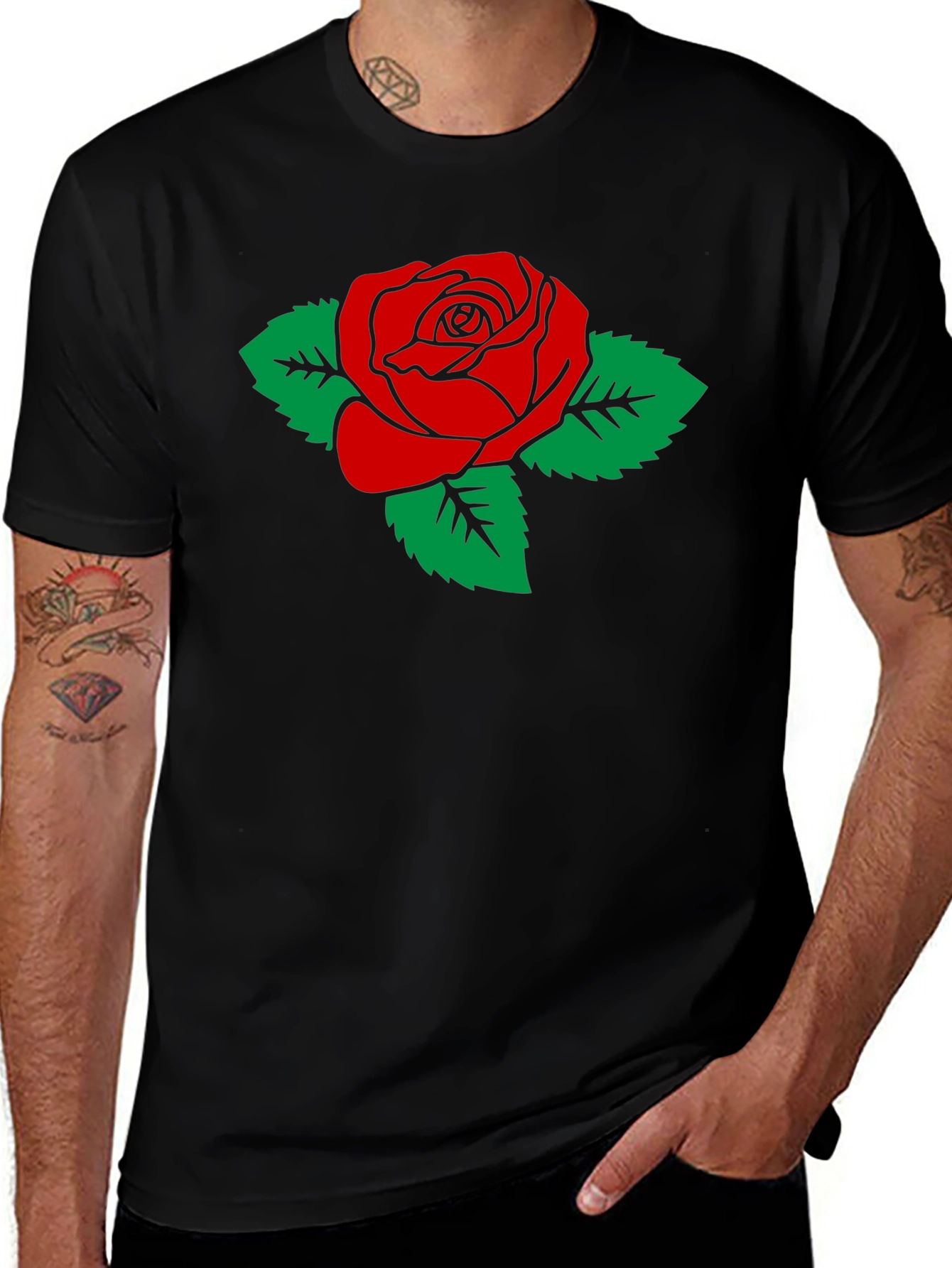 Variant 27 of Rose Graphic Black T-Shirt