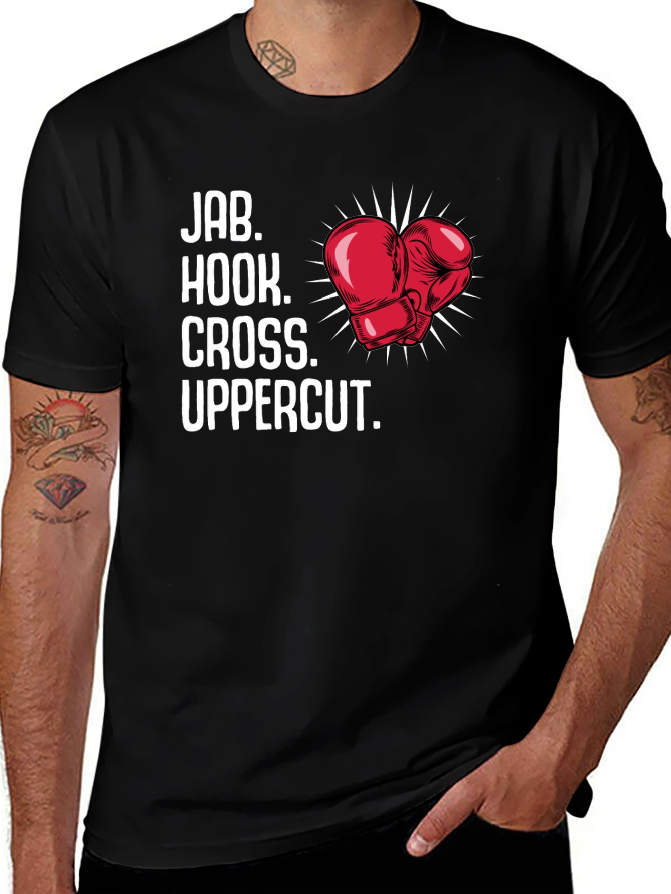 Variant 12 of Boxing Moves Graphic Tee - Jab, Hook, Cross, Uppercut