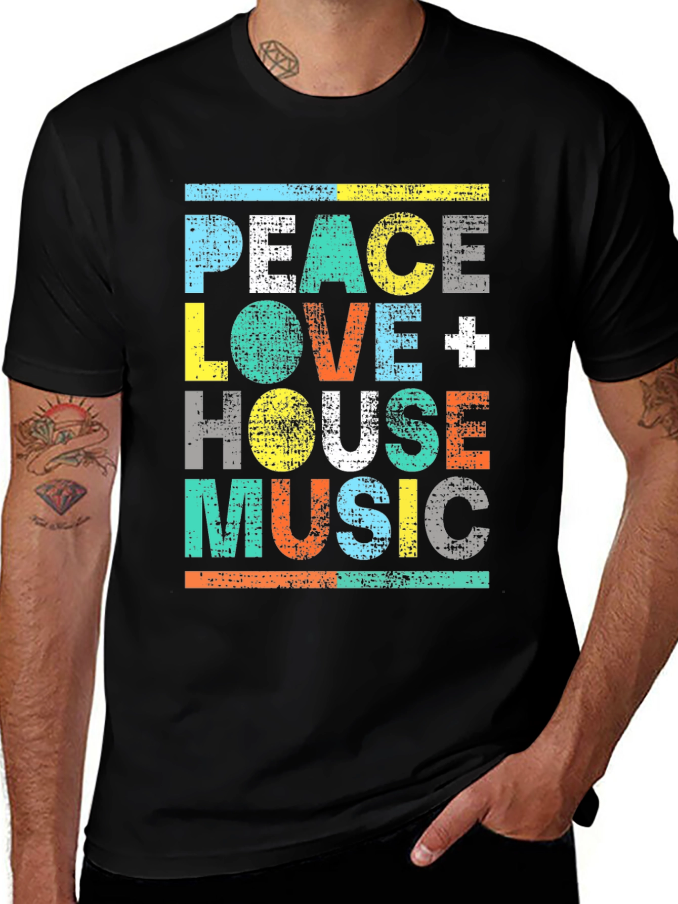 Variant 7 of Peace Love House Music Graphic Tee