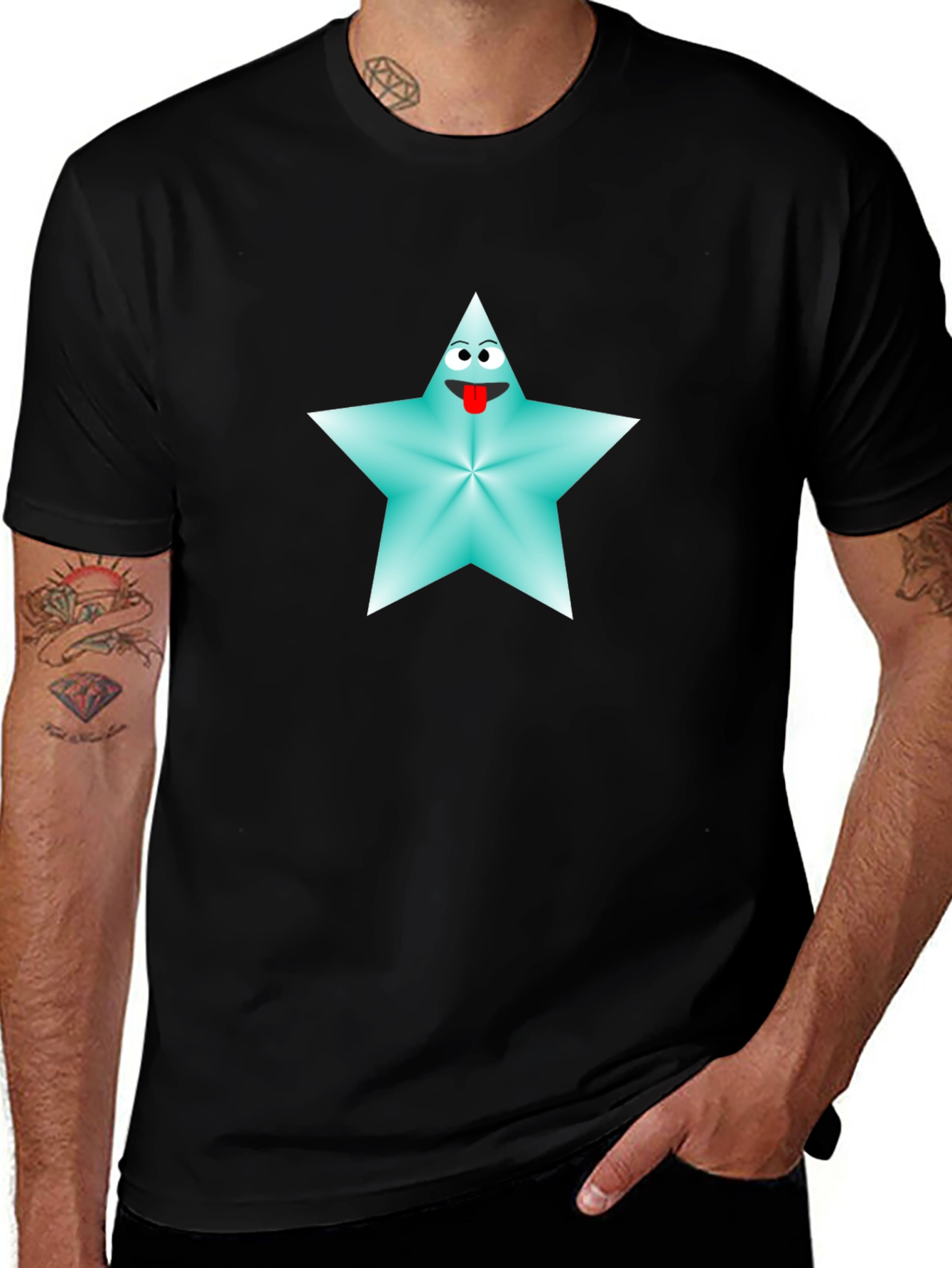 Variant 15 of Cartoon Star Graphic Tee - Black
