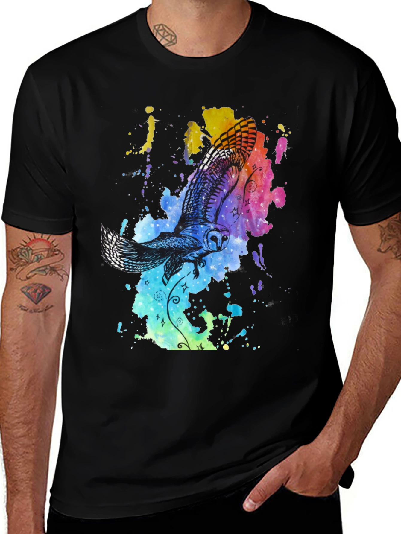 Variant 5 of Owl Watercolor Graphic Print T-Shirt