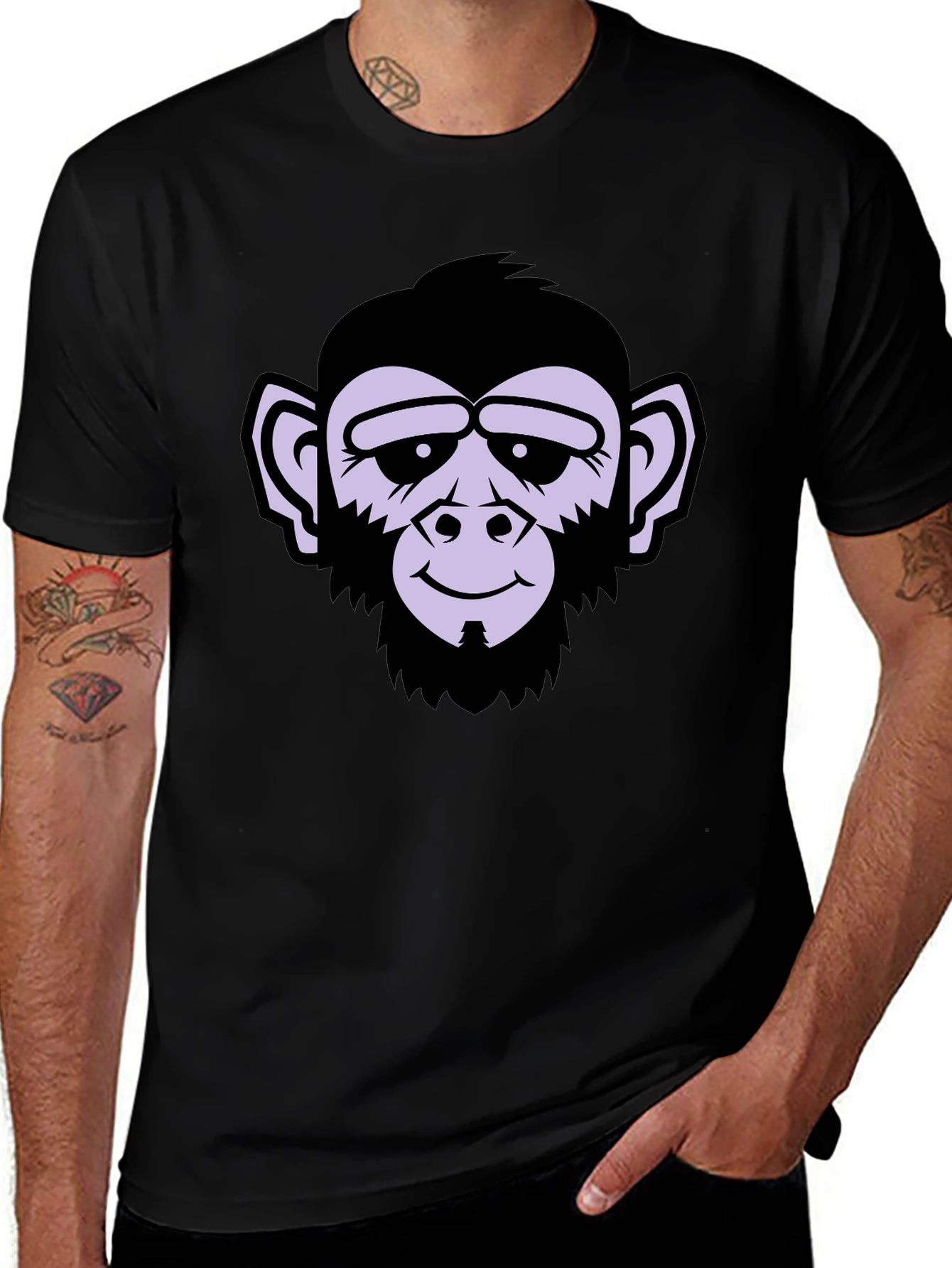 Variant 21 of Monkey Graphic Tee - Men's Black T-Shirt