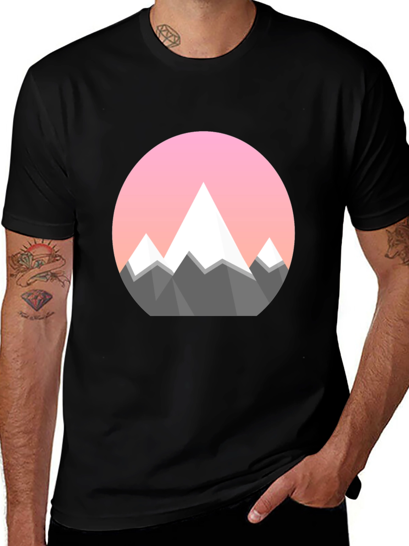 Variant 10 of Geometric Mountain Graphic Tee - Black