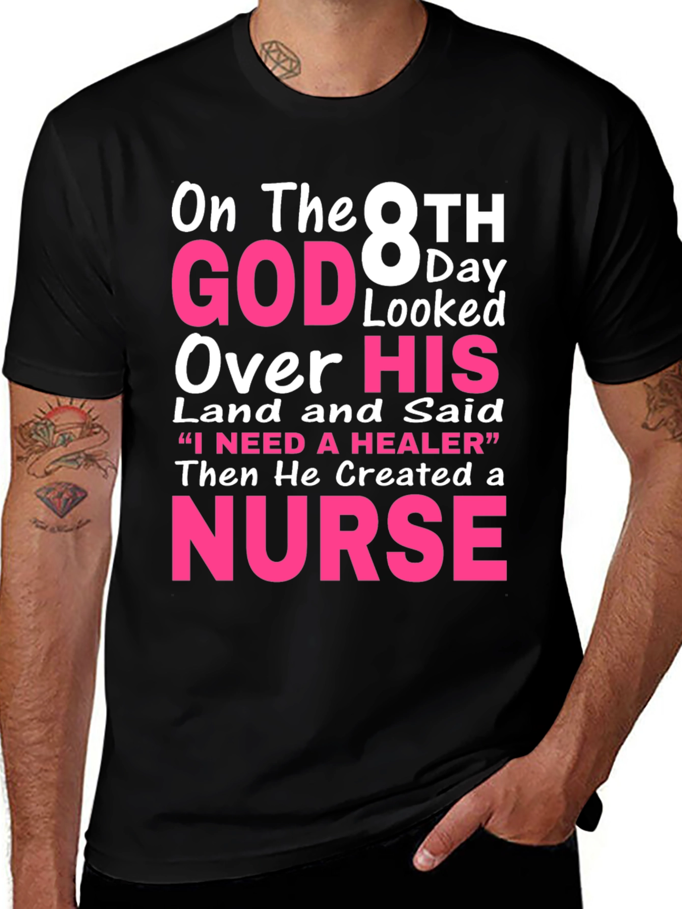 Variant 9 of Nurse T-Shirt - God Created a Nurse