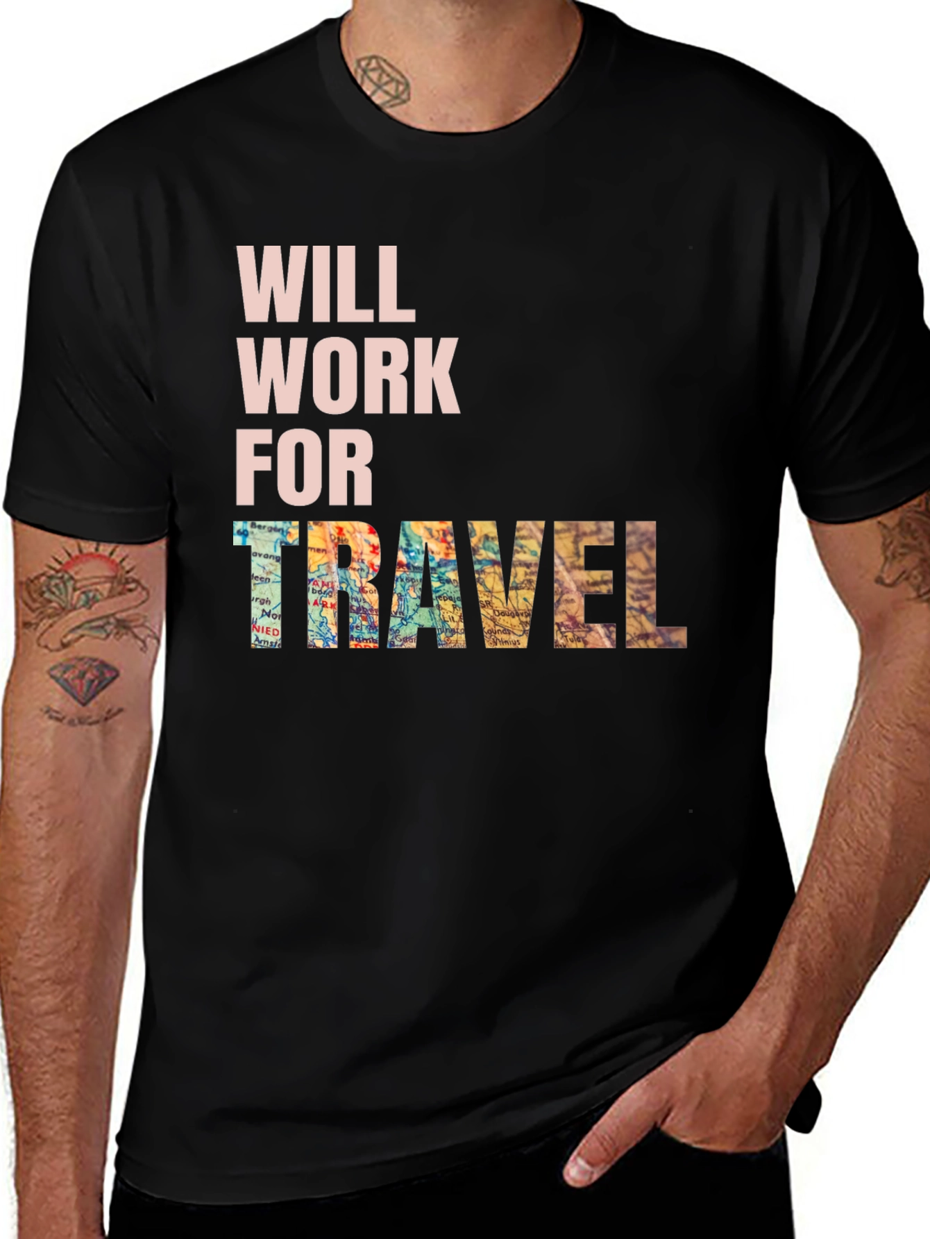 Variant 19 of Will Work For Travel Graphic Tee