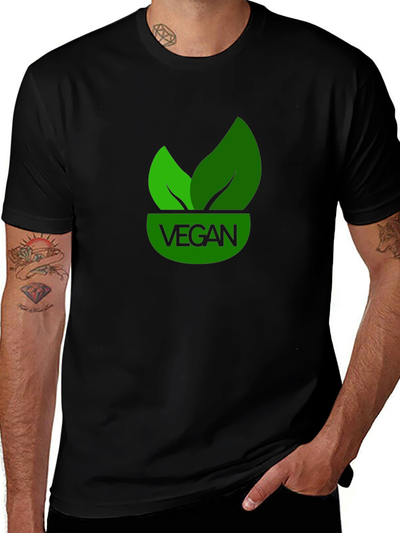 Variant 6 of Vegan T-Shirt - Green Leaf Design