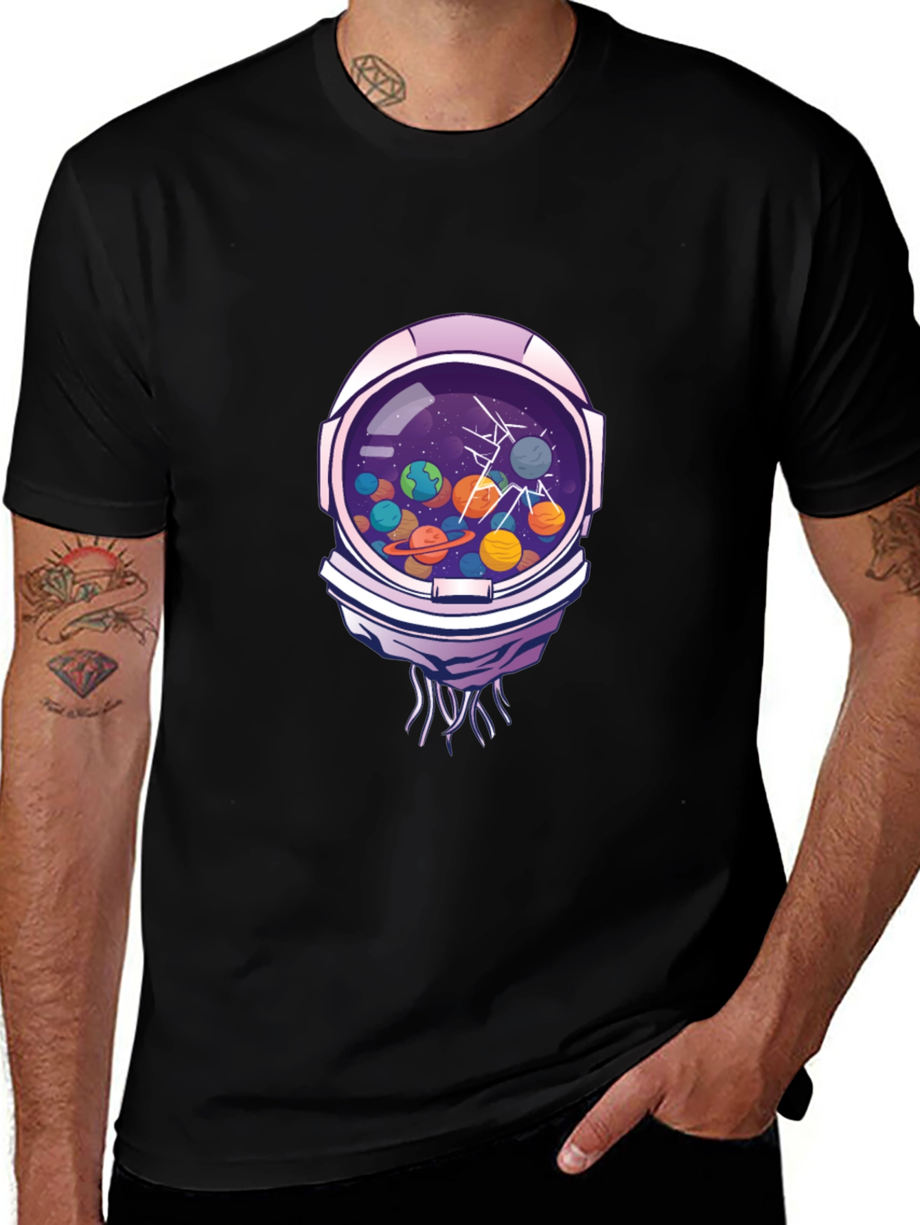 Variant 11 of Astronaut Helmet Space Planet Graphic T-Shirt