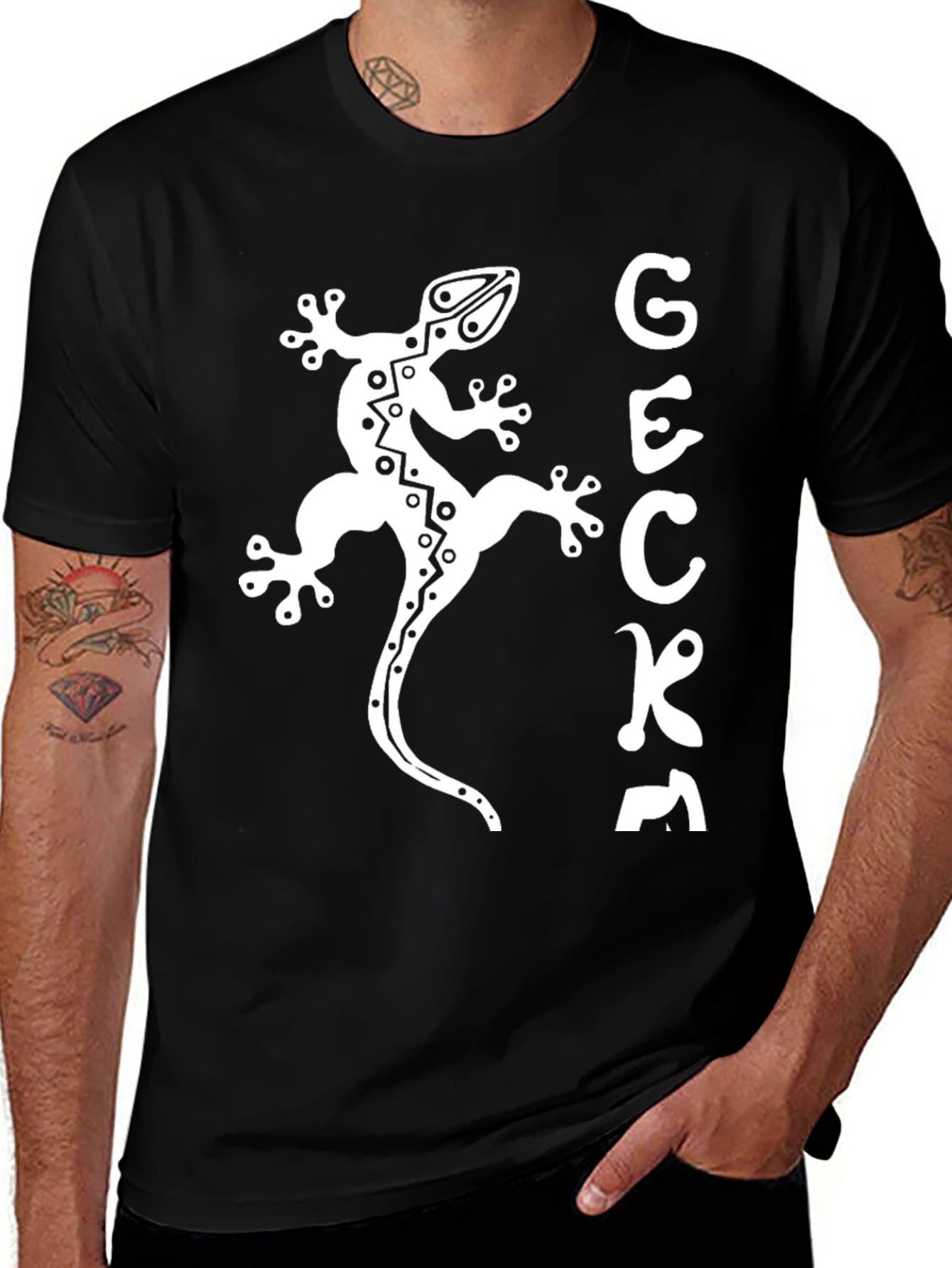 Variant 13 of Cool Gecko Graphic Tee - Black Cotton T-Shirt
