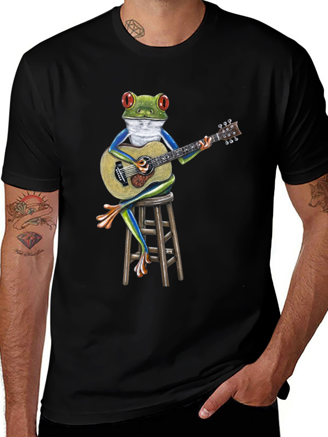 Variant 8 of Frog Playing Guitar Graphic T-Shirt
