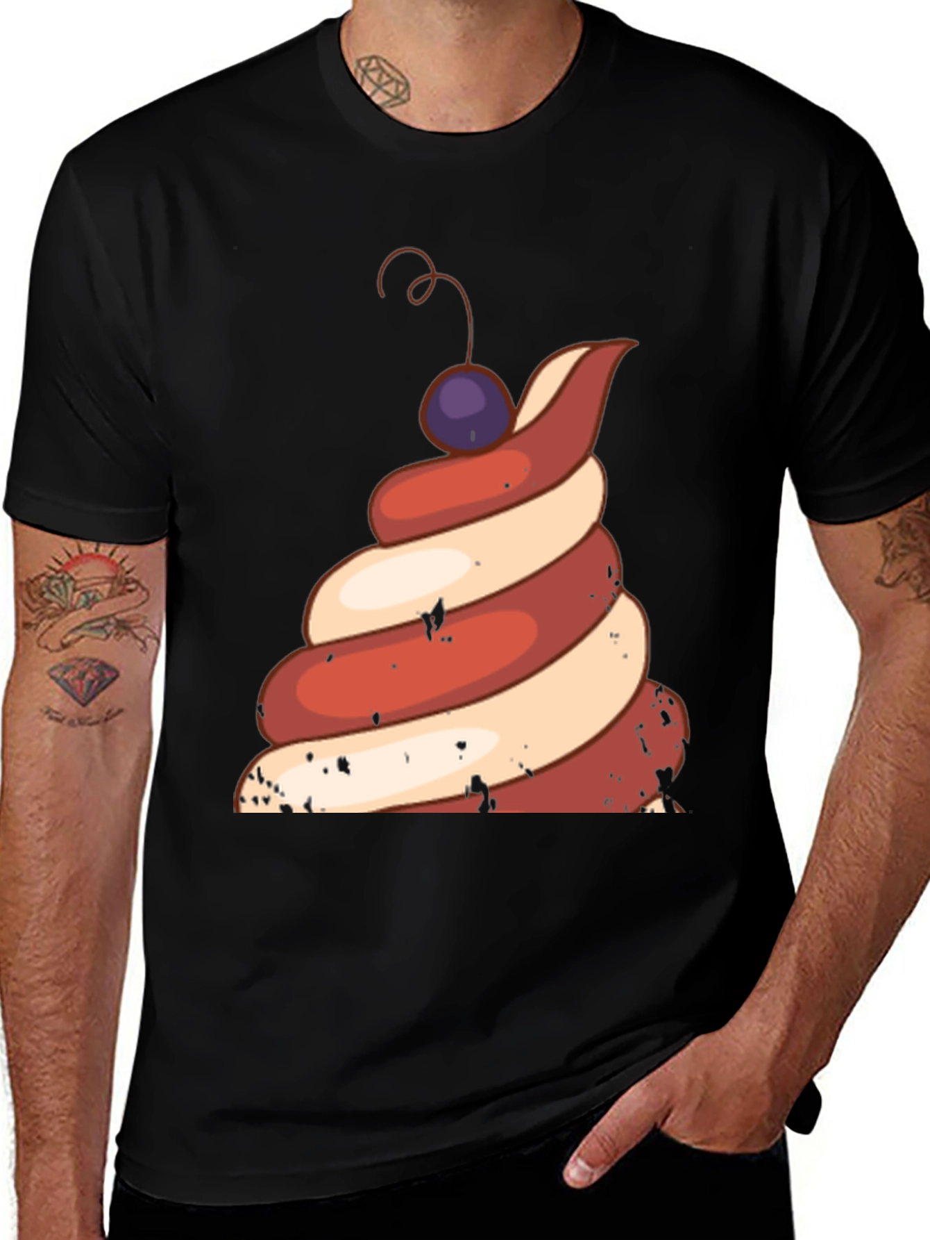 Variant 25 of Dessert Swirl Graphic Tee - Black Unisex Shirt