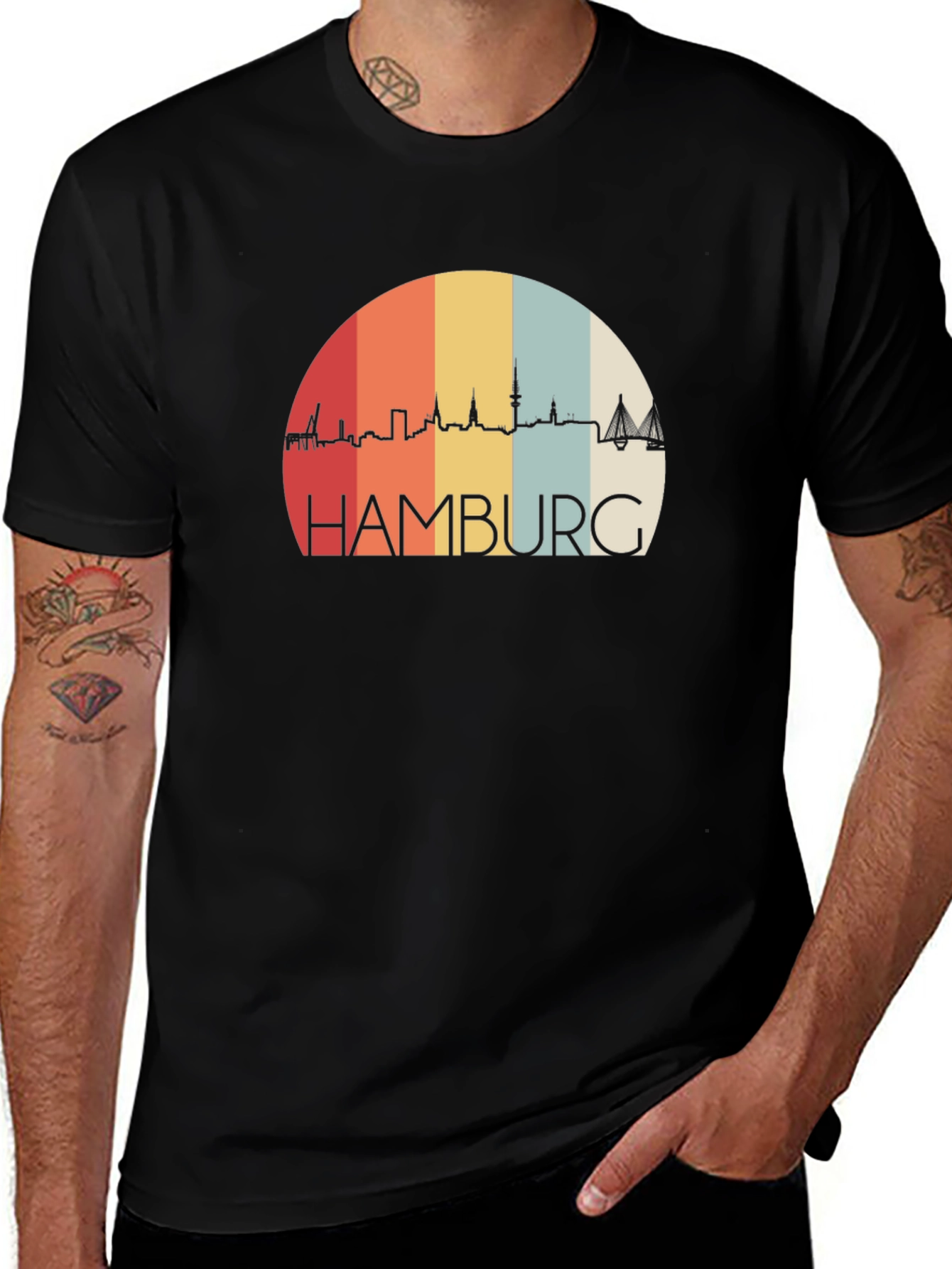 Hamburg Skyline T-Shirt - Retro Vintage Design