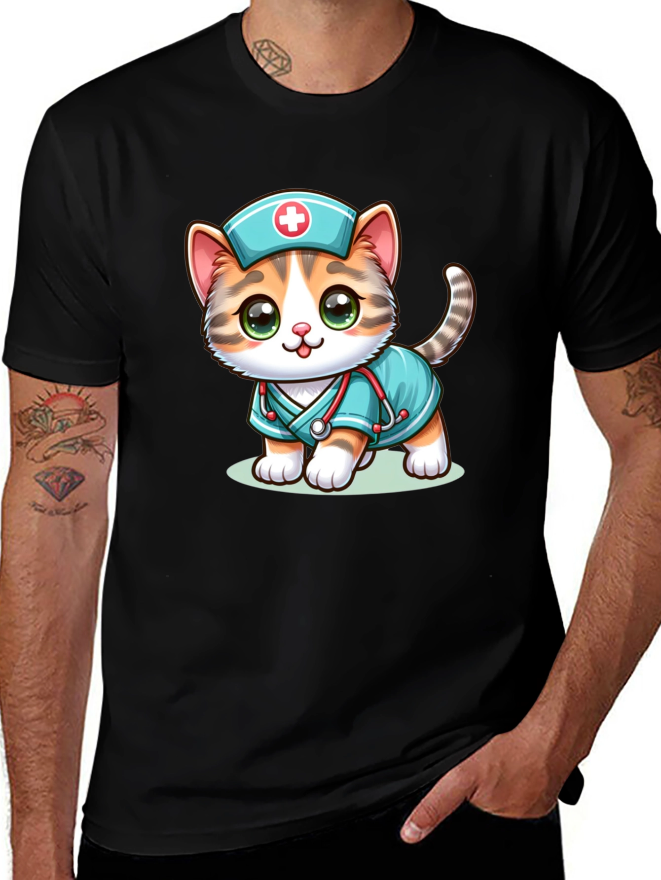 Variant 12 of Nurse Cat T-Shirt - Cute Kitten Graphic Tee