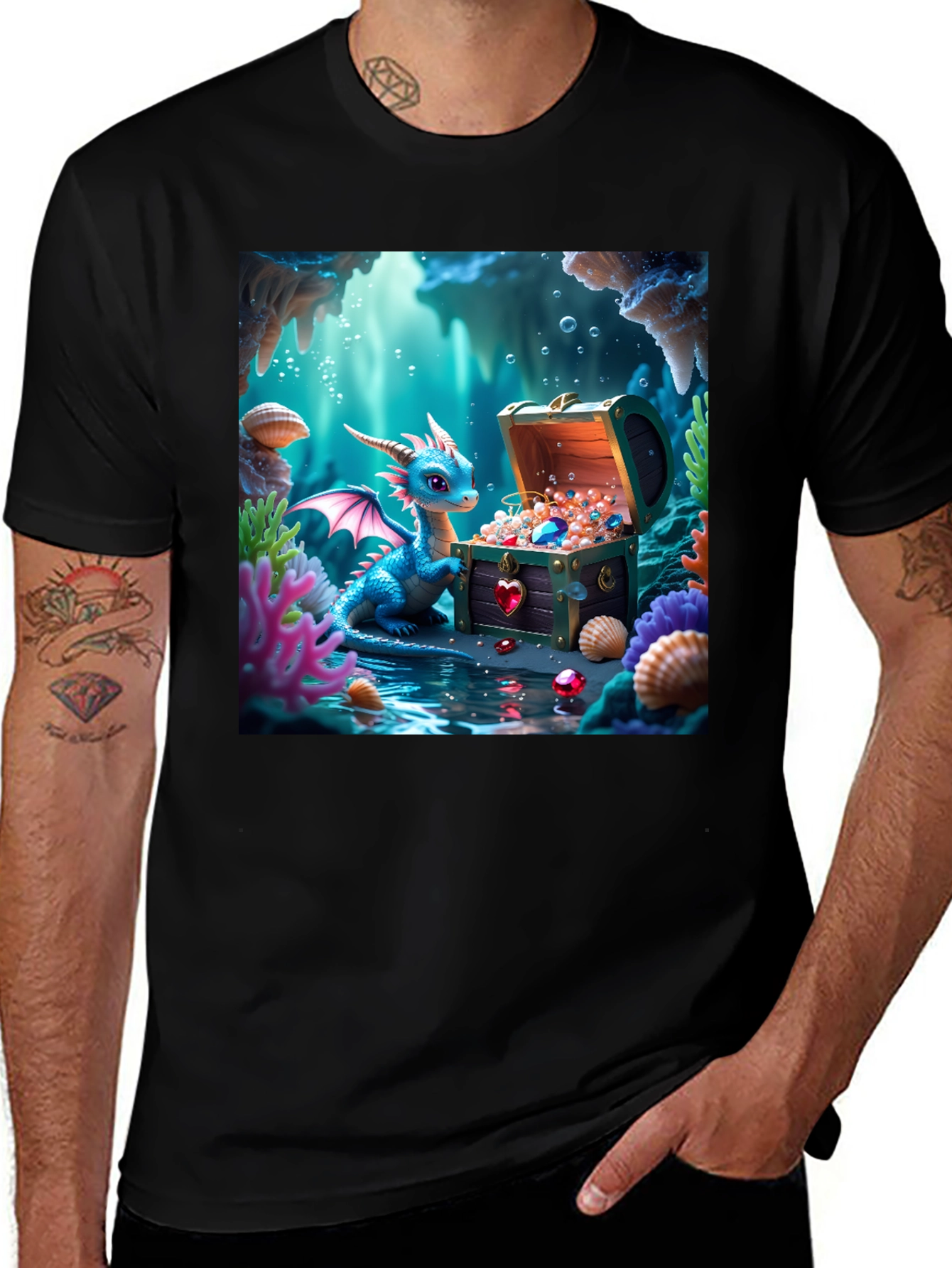 Variant 12 of Fantasy Dragon Treasure Chest Graphic Tee