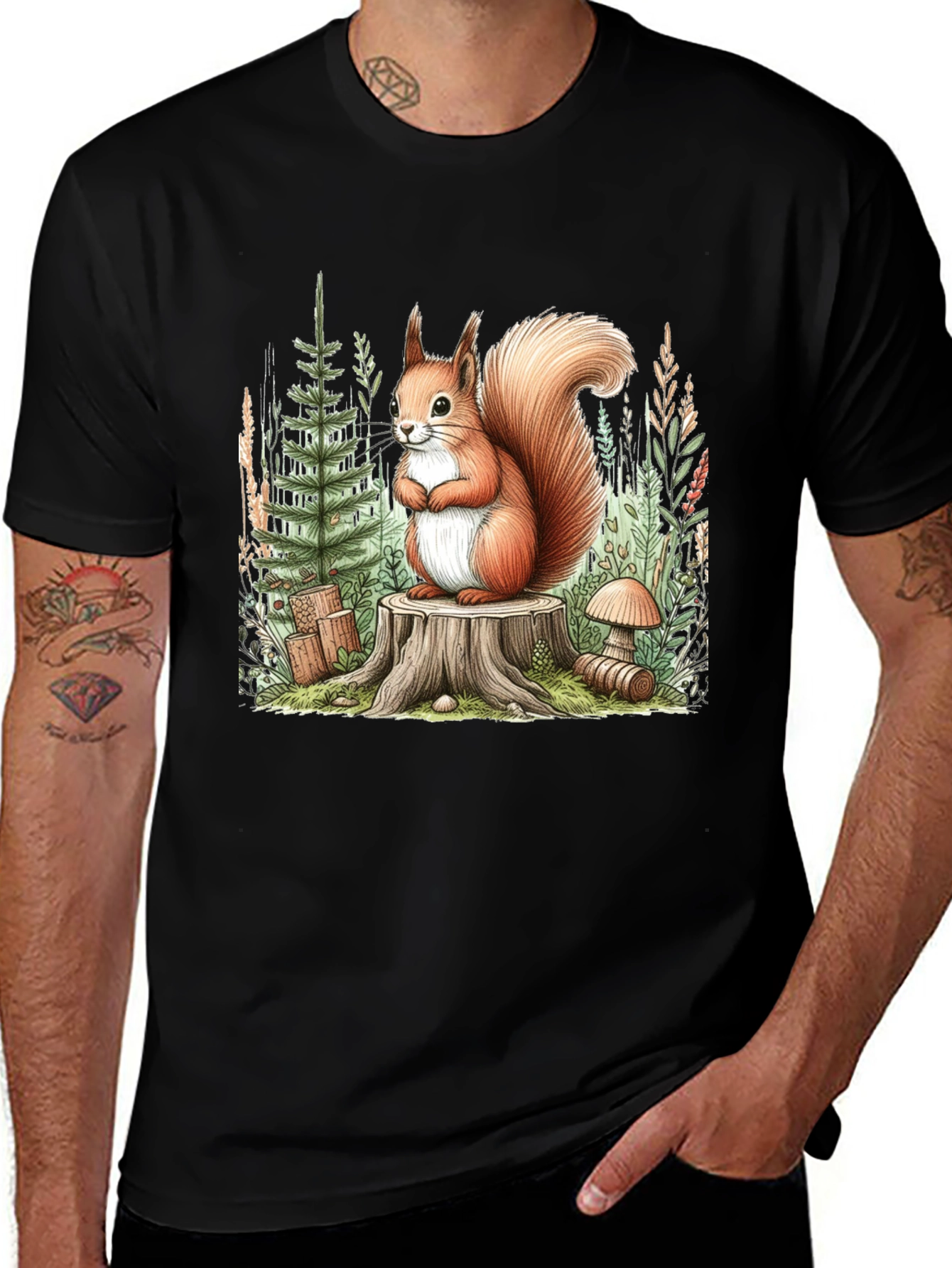 Variant 30 of Squirrel Forest Tee - Whimsical Nature Design