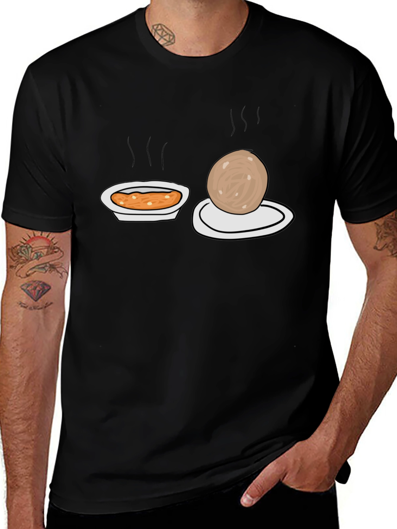 Variant 4 of Cartoon Food T-Shirt, Black Graphic Tee
