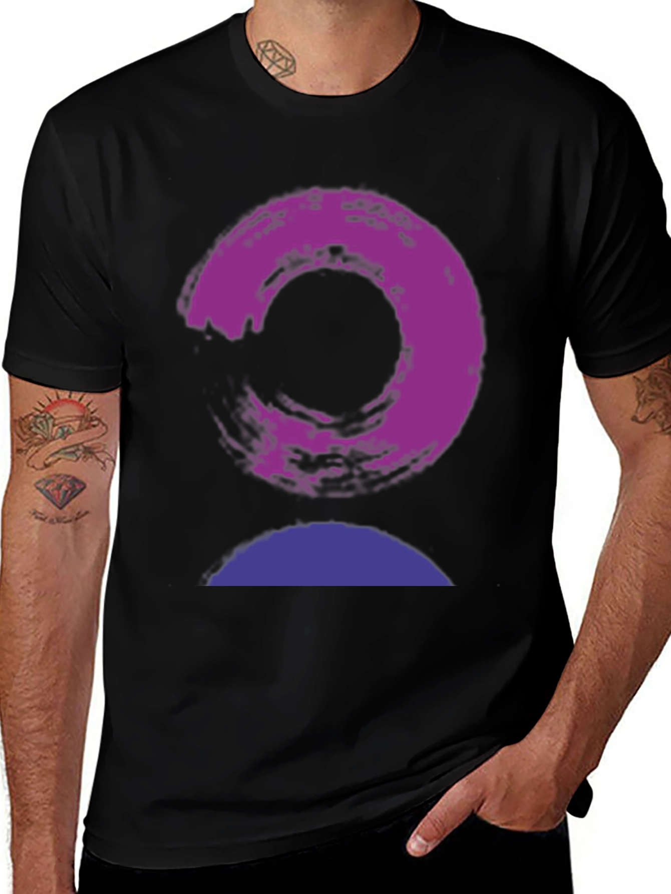 Variant 11 of Abstract Circle Graphic Men's Black T-Shirt
