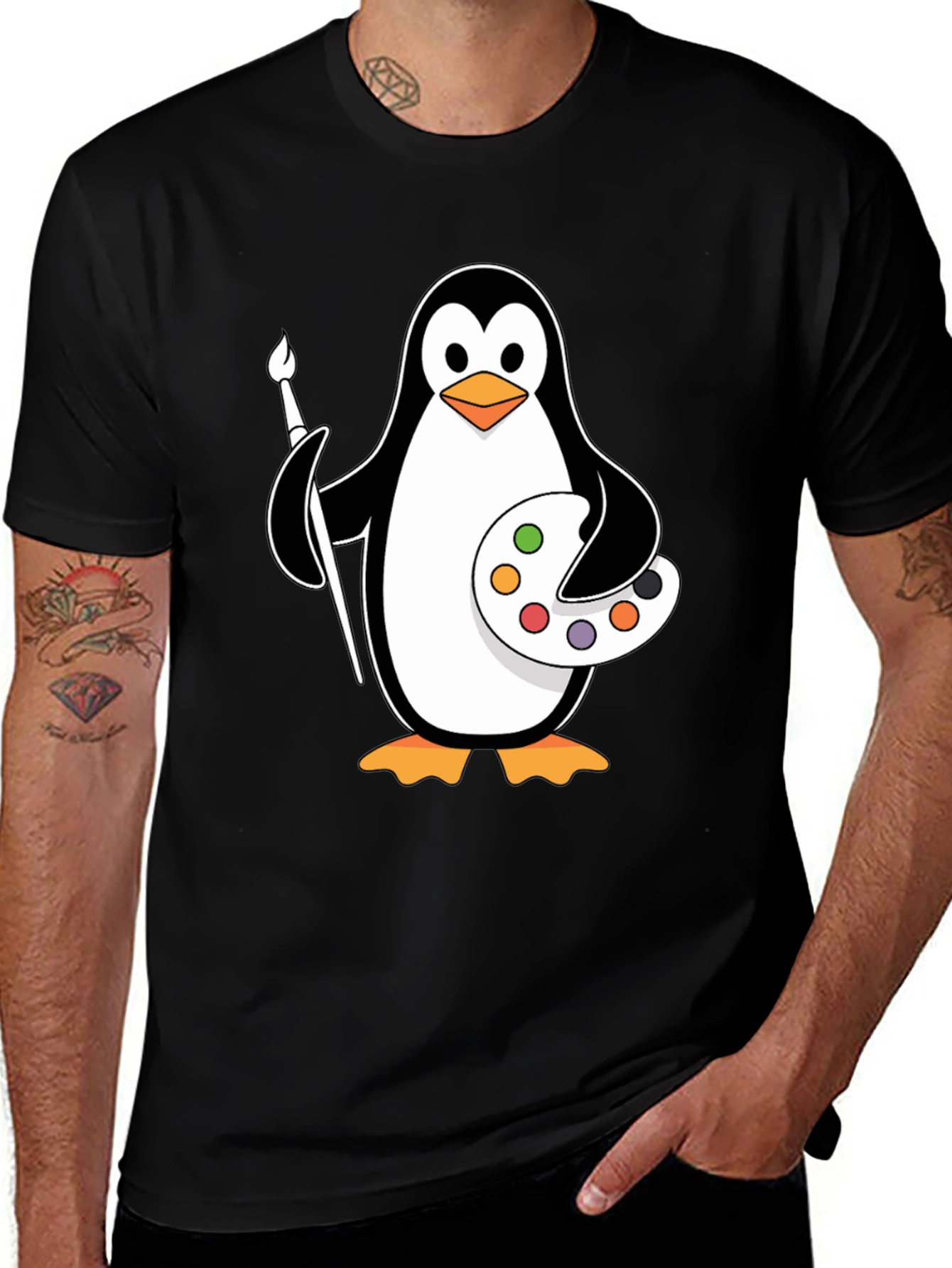 Penguin Artist T-Shirt: Creative & Fun Design