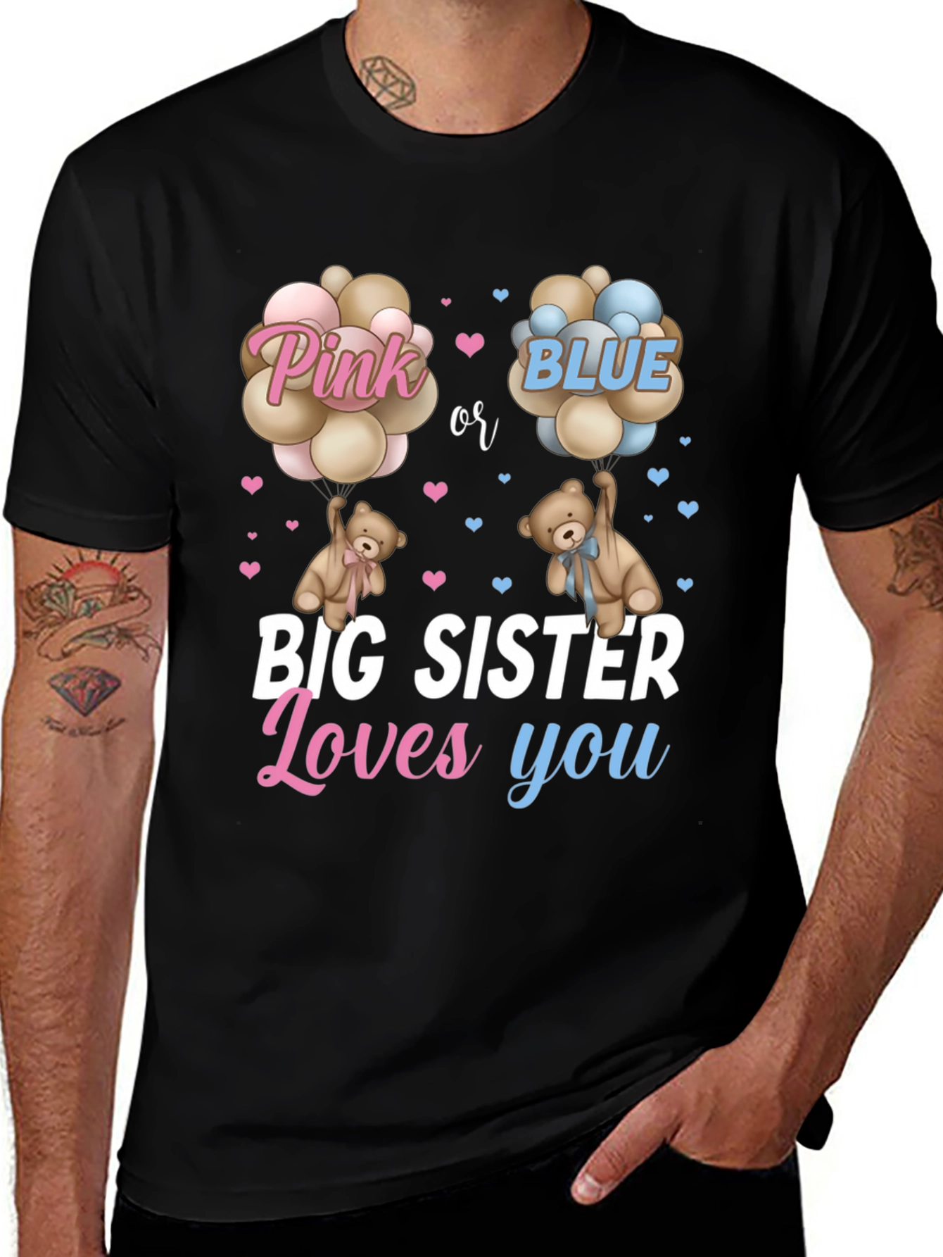 Big Sister Gender Reveal T-Shirt - Pink or Blue