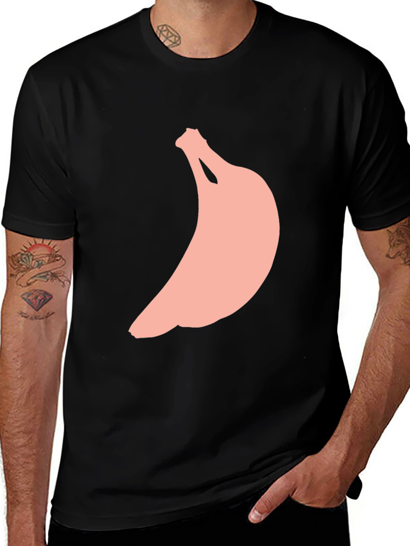 Variant 14 of Men's Black T-Shirt with Banana Graphic