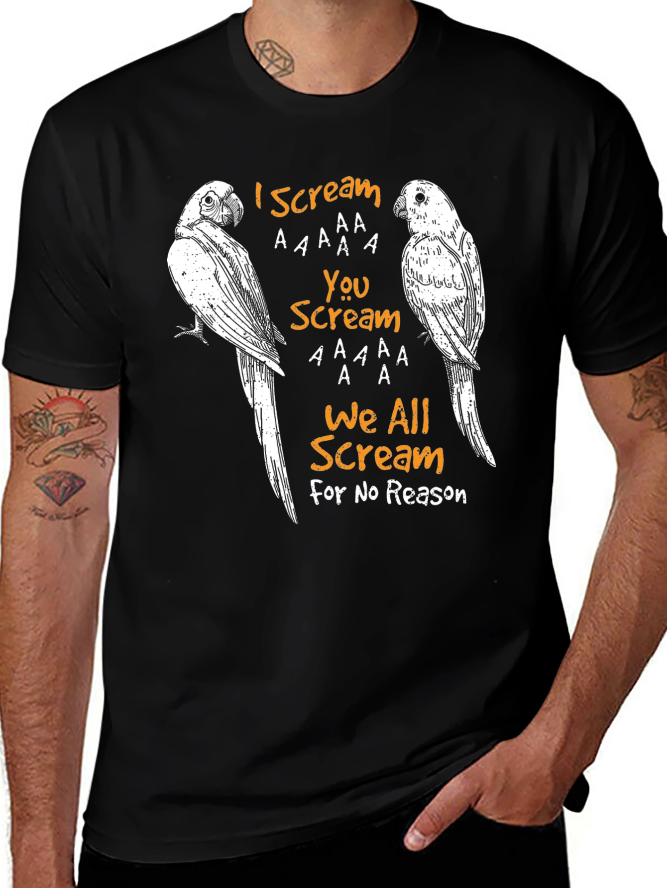 Variant 23 of Funny Parrot T-Shirt - I Scream, You Scream Design