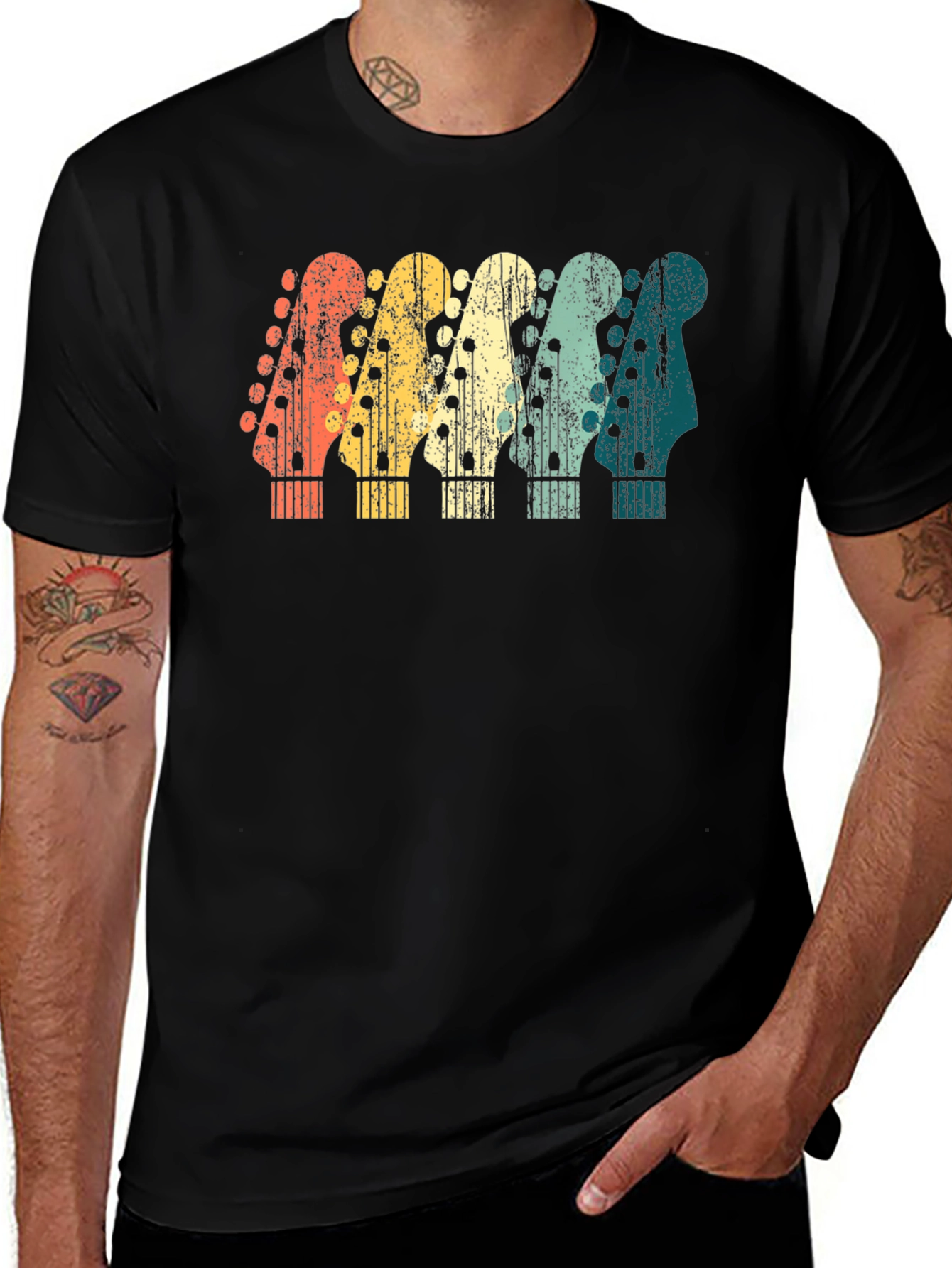 Variant 9 of Retro Guitar Headstock T-Shirt - Music Lover Tee