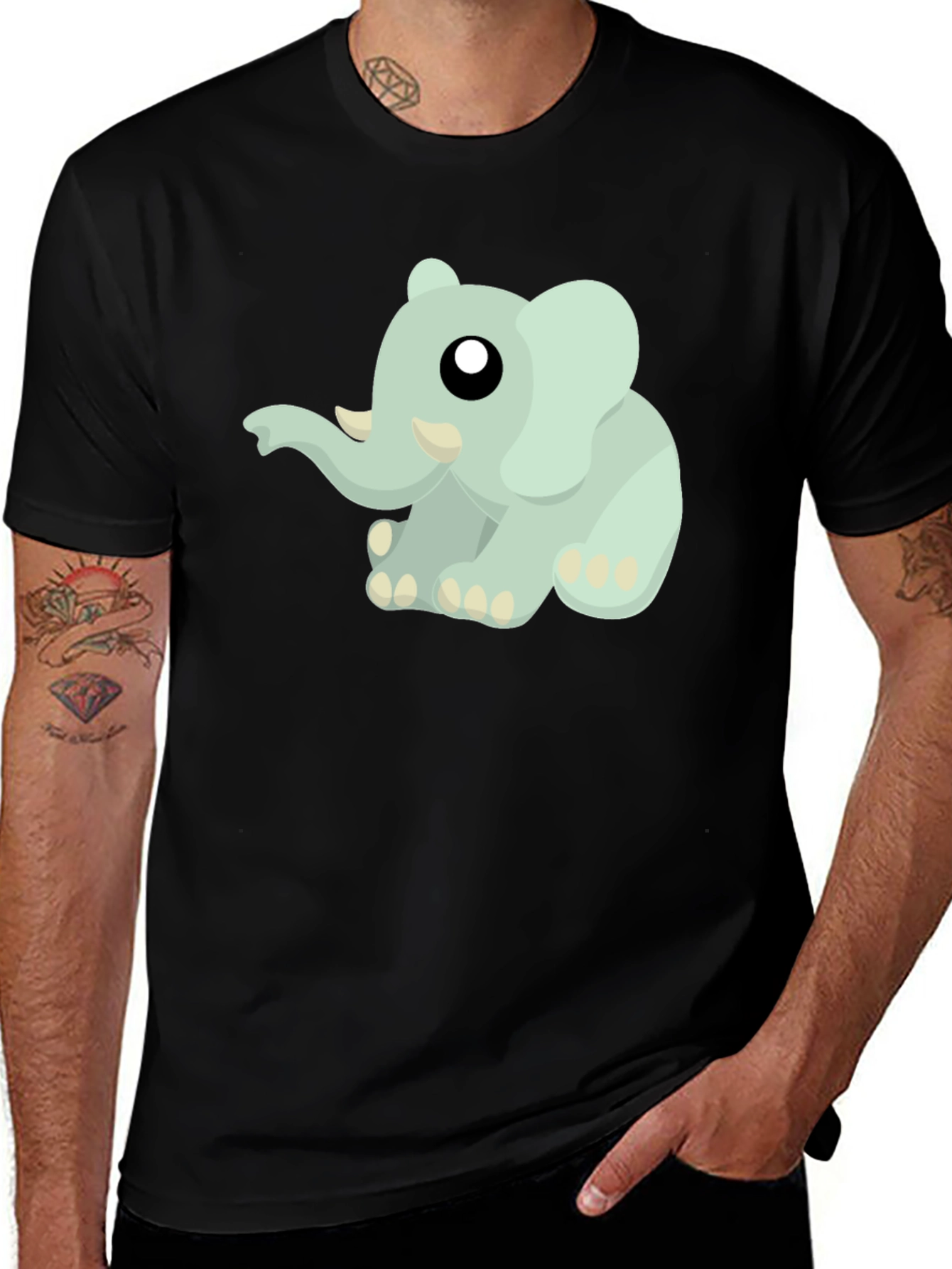Variant 5 of Cute Elephant Graphic Tee - Unisex Black T-Shirt