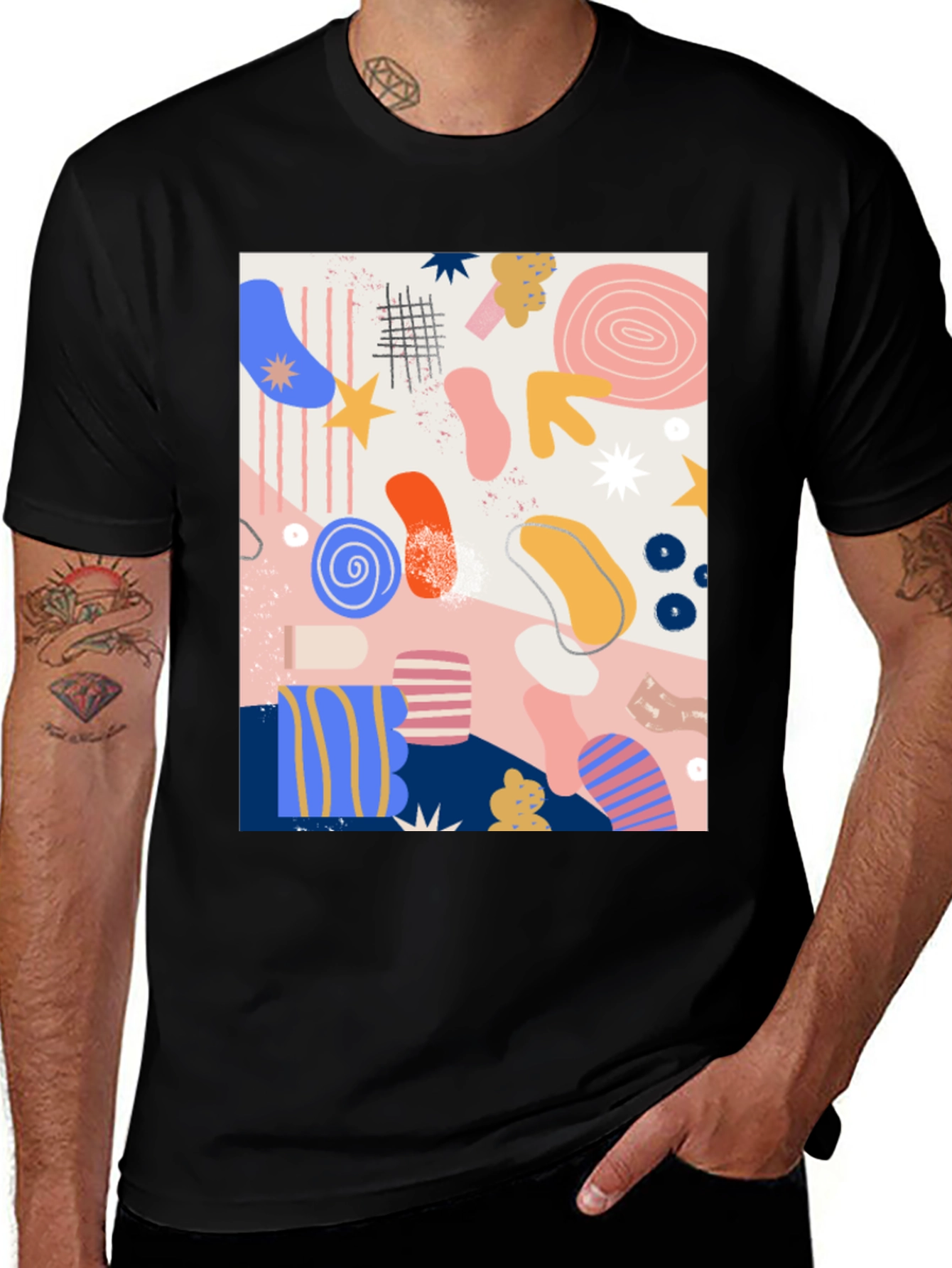 Variant 21 of Abstract Art Print Black Crew Neck T-Shirt