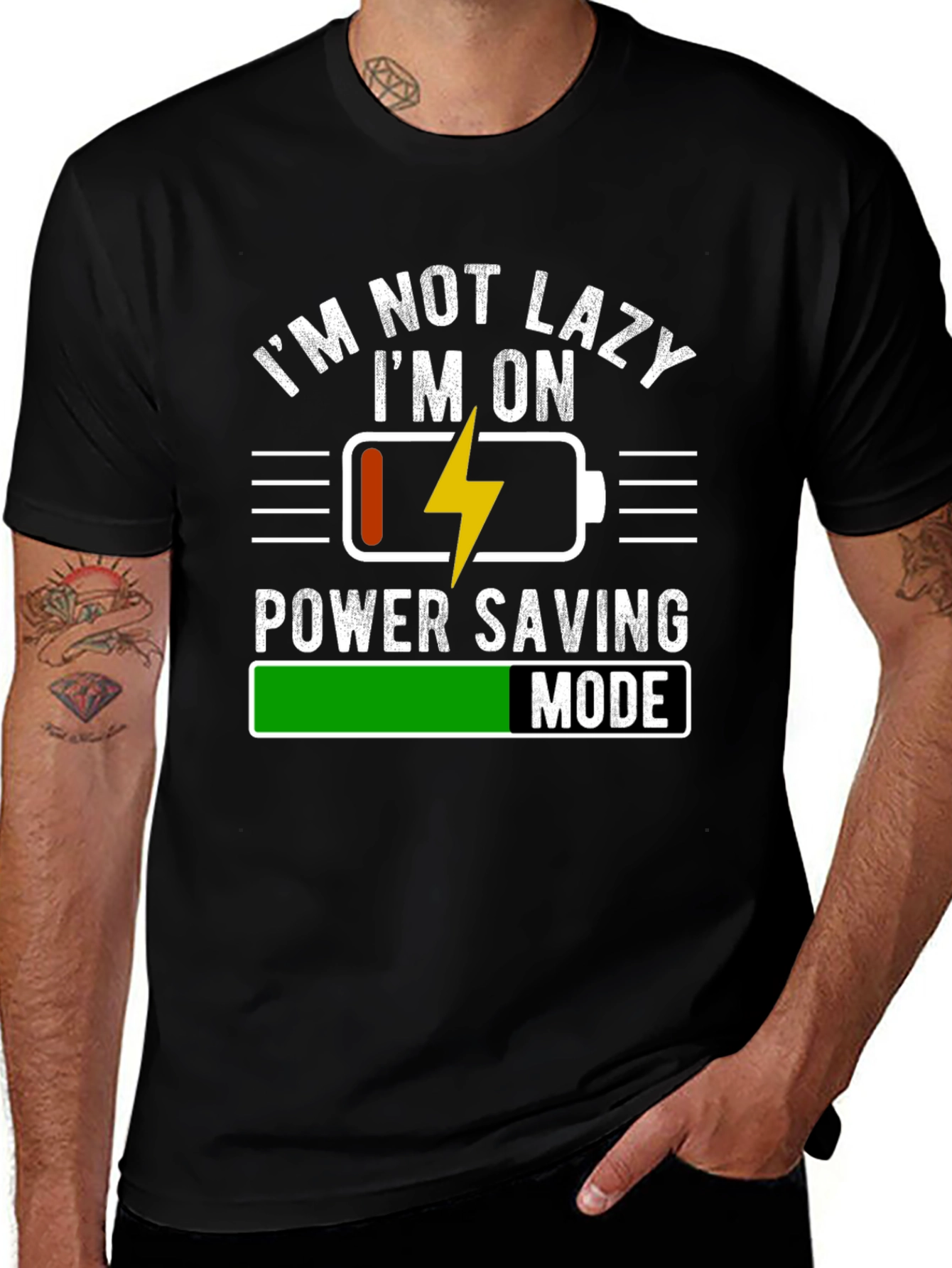 Variant 22 of I'm Not Lazy Power Saving Mode Graphic T-Shirt