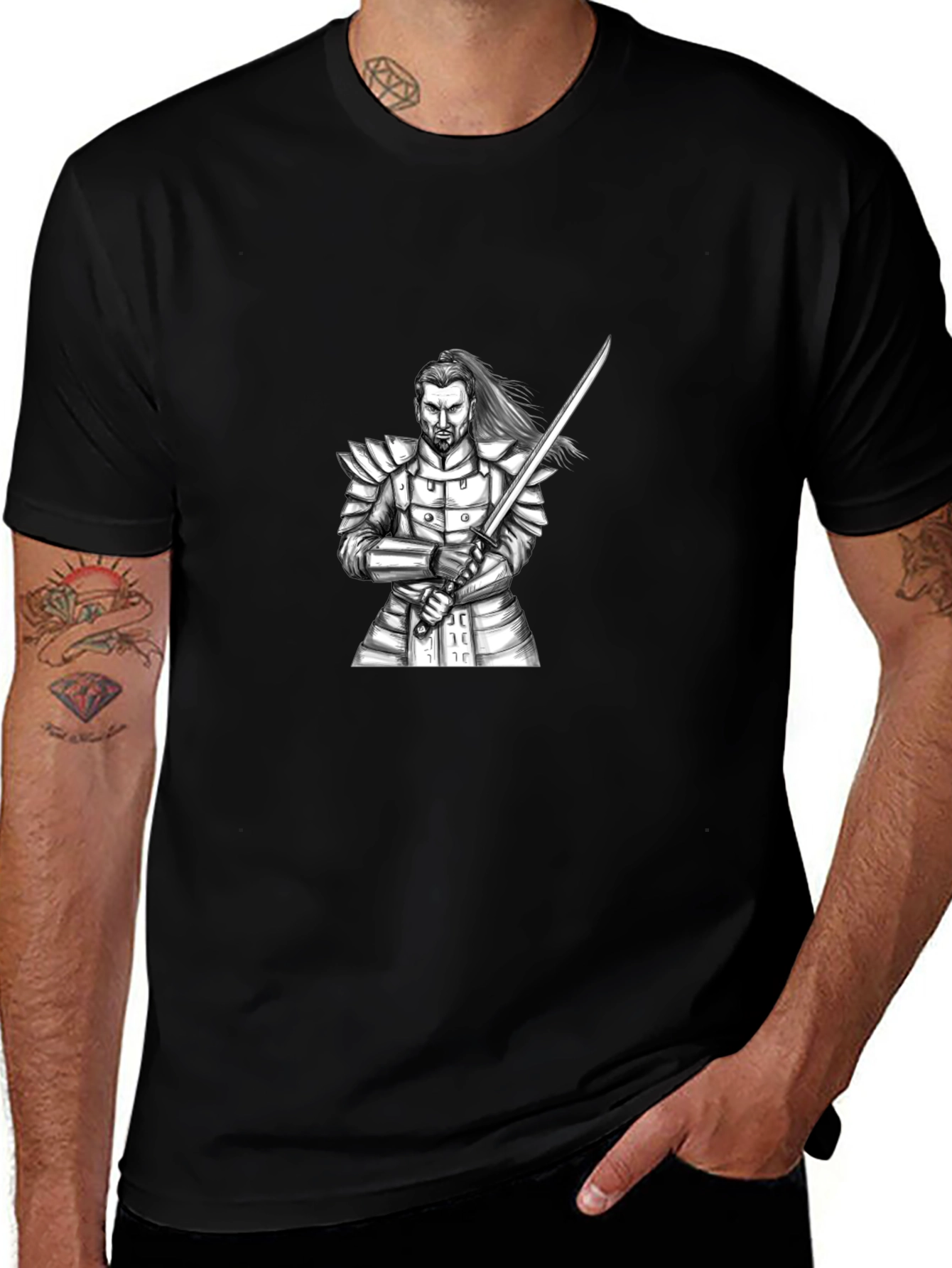 Variant 10 of Samurai Warrior Graphic Black T-Shirt