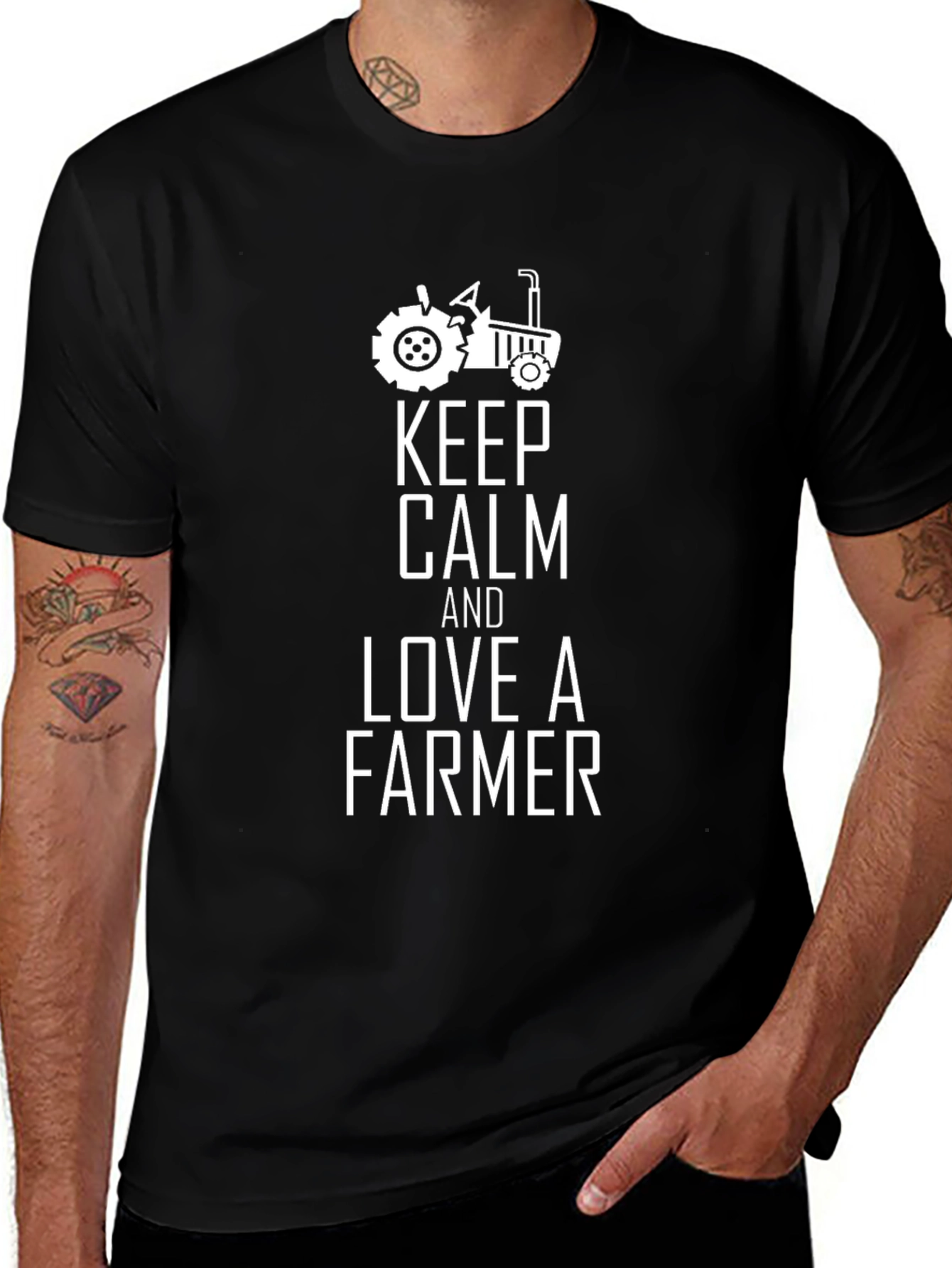 Variant 8 of Keep Calm and Love a Farmer Black T-Shirt