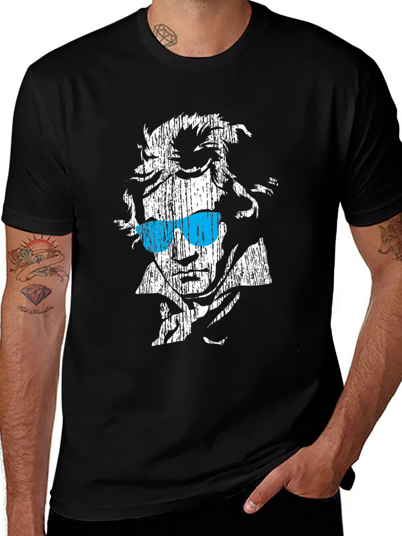 Cool Beethoven Graphic Print Black T-Shirt