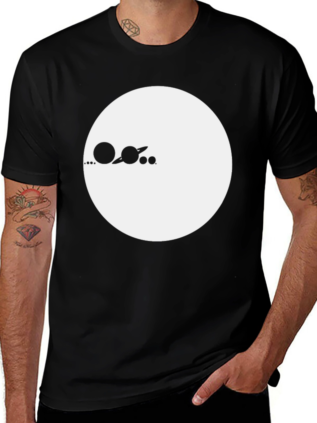 Planetary System Graphic Tee - Modern Black T-Shirt