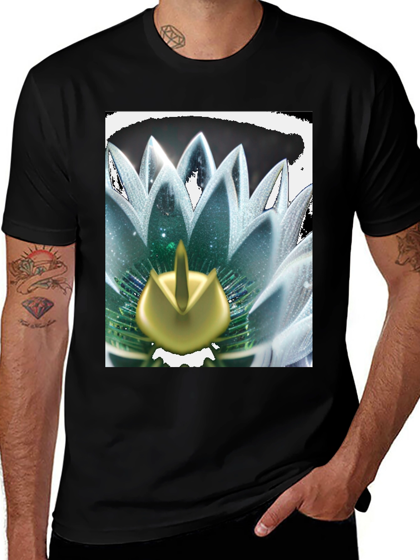 Variant 4 of Lotus Flower Graphic Tee - Unique Design