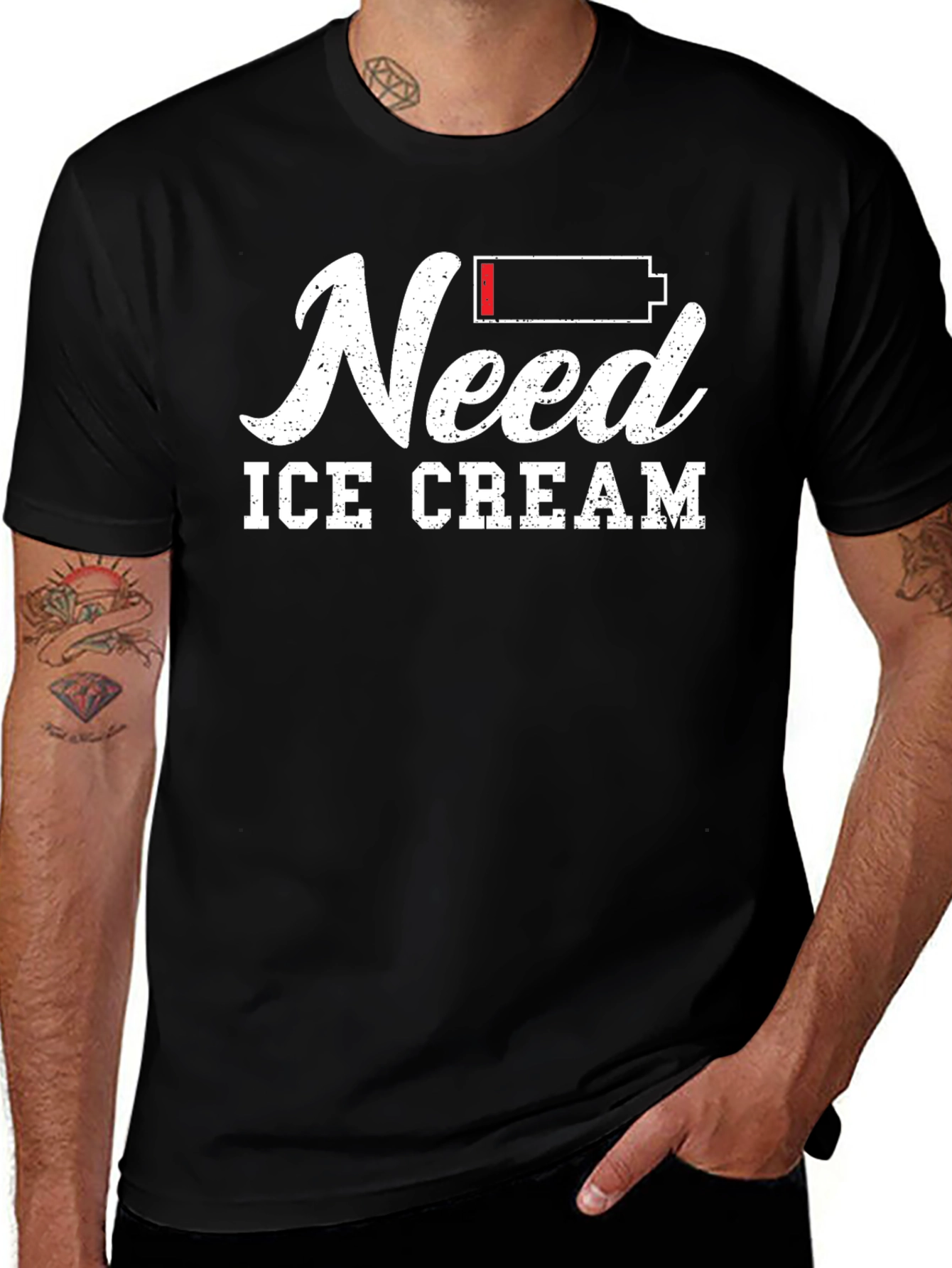 Variant 3 of Need Ice Cream Graphic T-Shirt - Black Cotton Tee