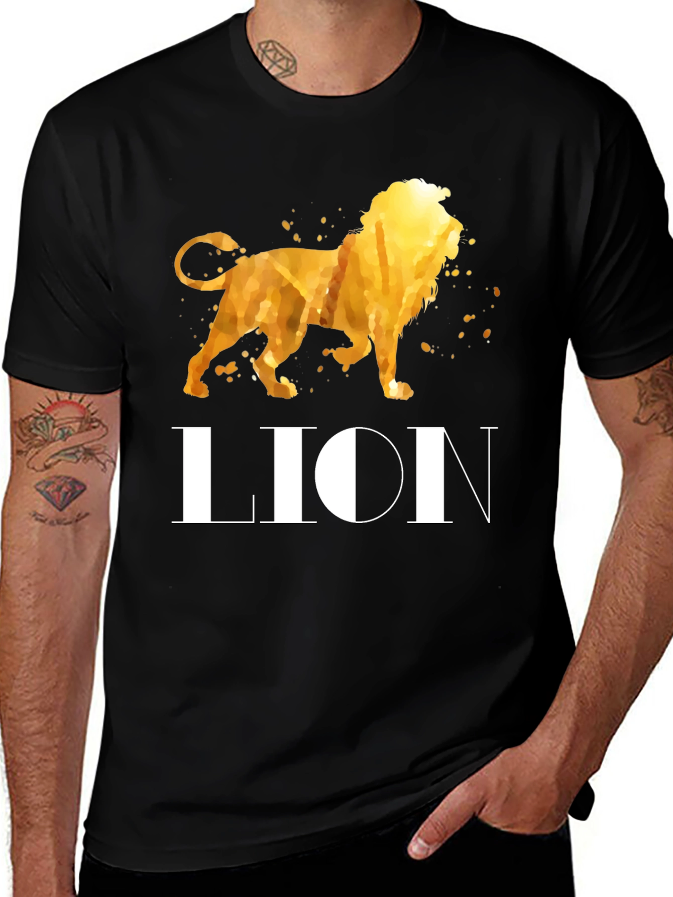 Variant 18 of Lion Graphic Black T-Shirt