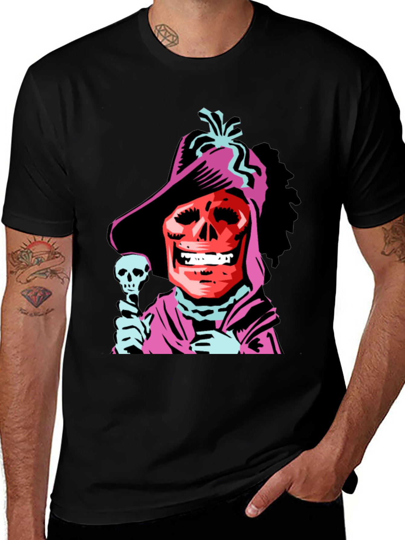 Variant 17 of Skull Character Black Graphic Tee