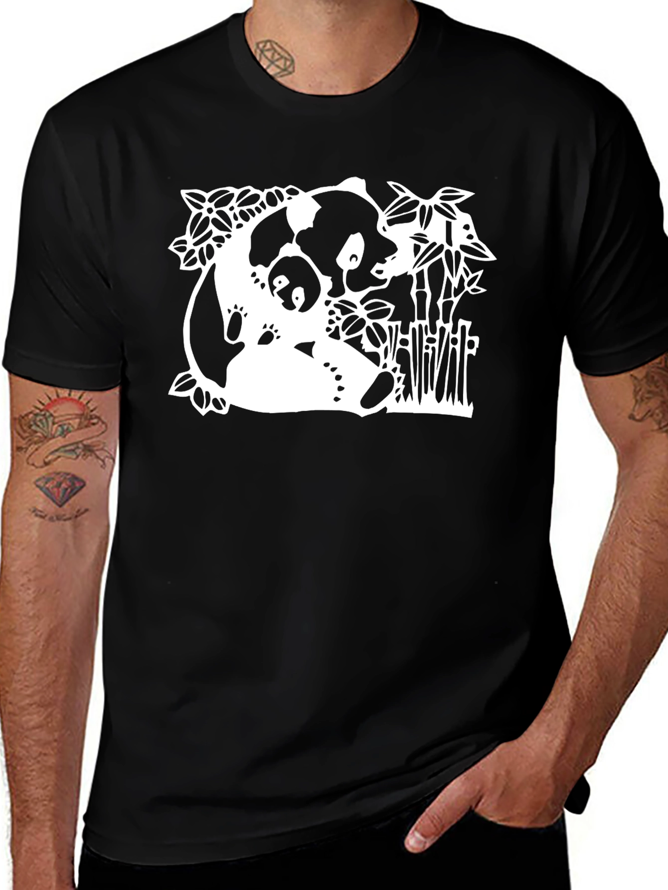 Variant 12 of Panda Graphic Print Black T-Shirt